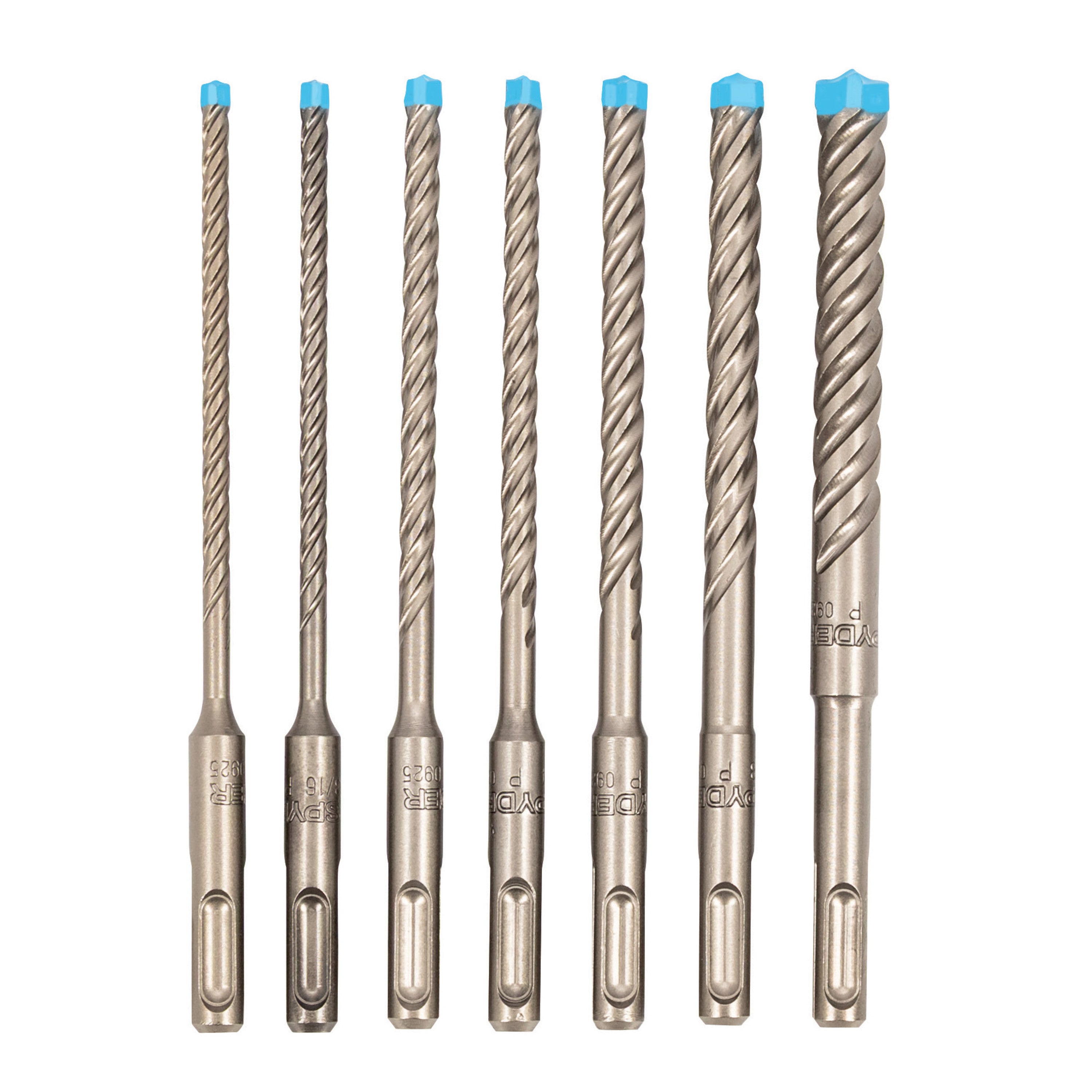 7-Piece SDS-Plus 4-Cutter Full-Carbide Rotary Hammer Drill Bit Set