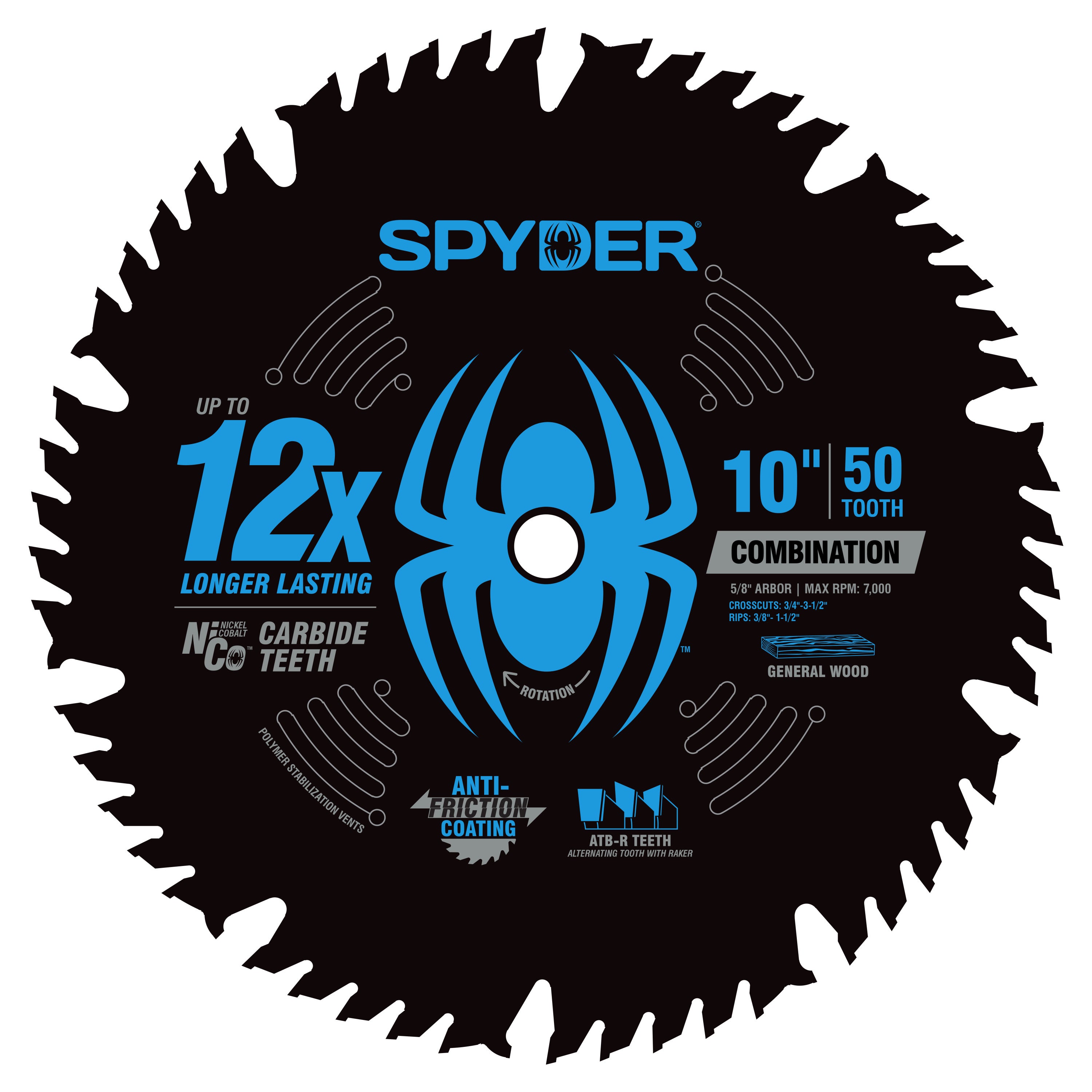 10" 50-Tooth Combination Saw Blade for Wood