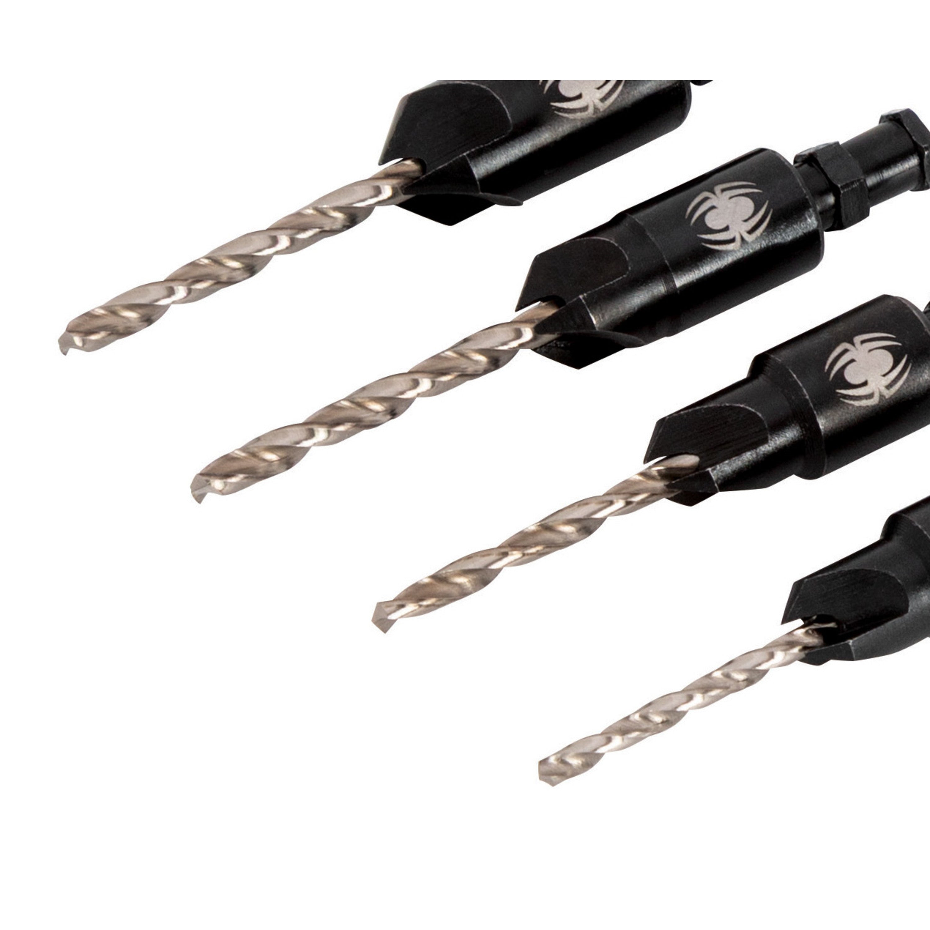4-Piece HSS Countersink Twist Drill Bit Set (#6, #8, #10, #12) (3/32", 7/64", 1/8")