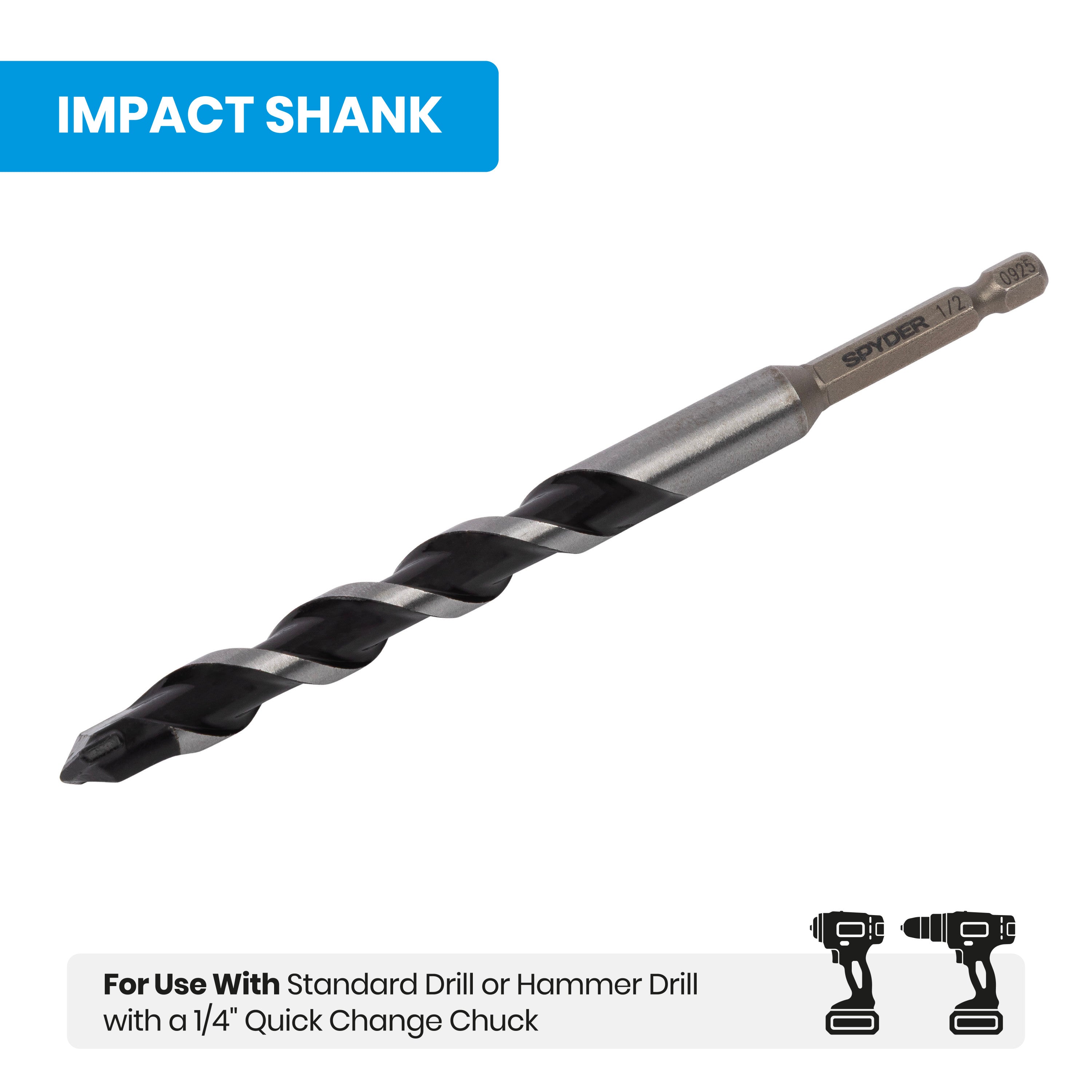 1/2" x 6" Impact Shank Hammer Drill Bit