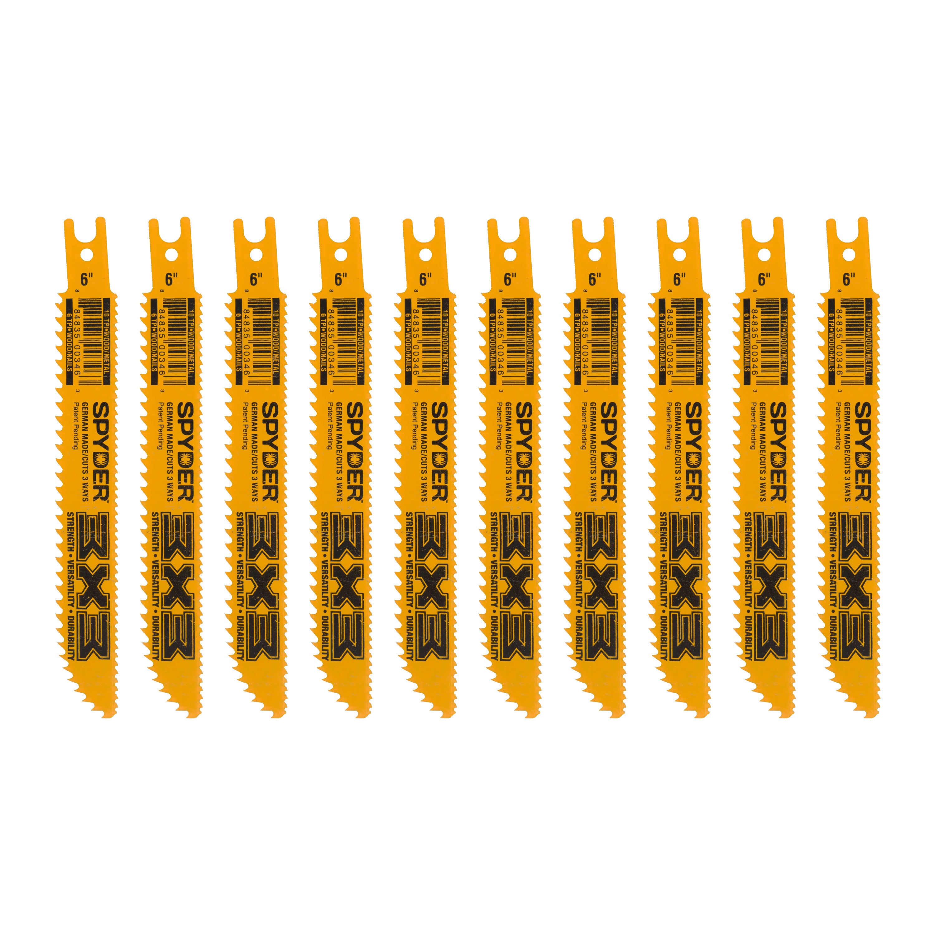 Double-Sided 6" 6/10-TPI Double-Edged Reciprocating Saw Blade (10-Pack) 3X3™