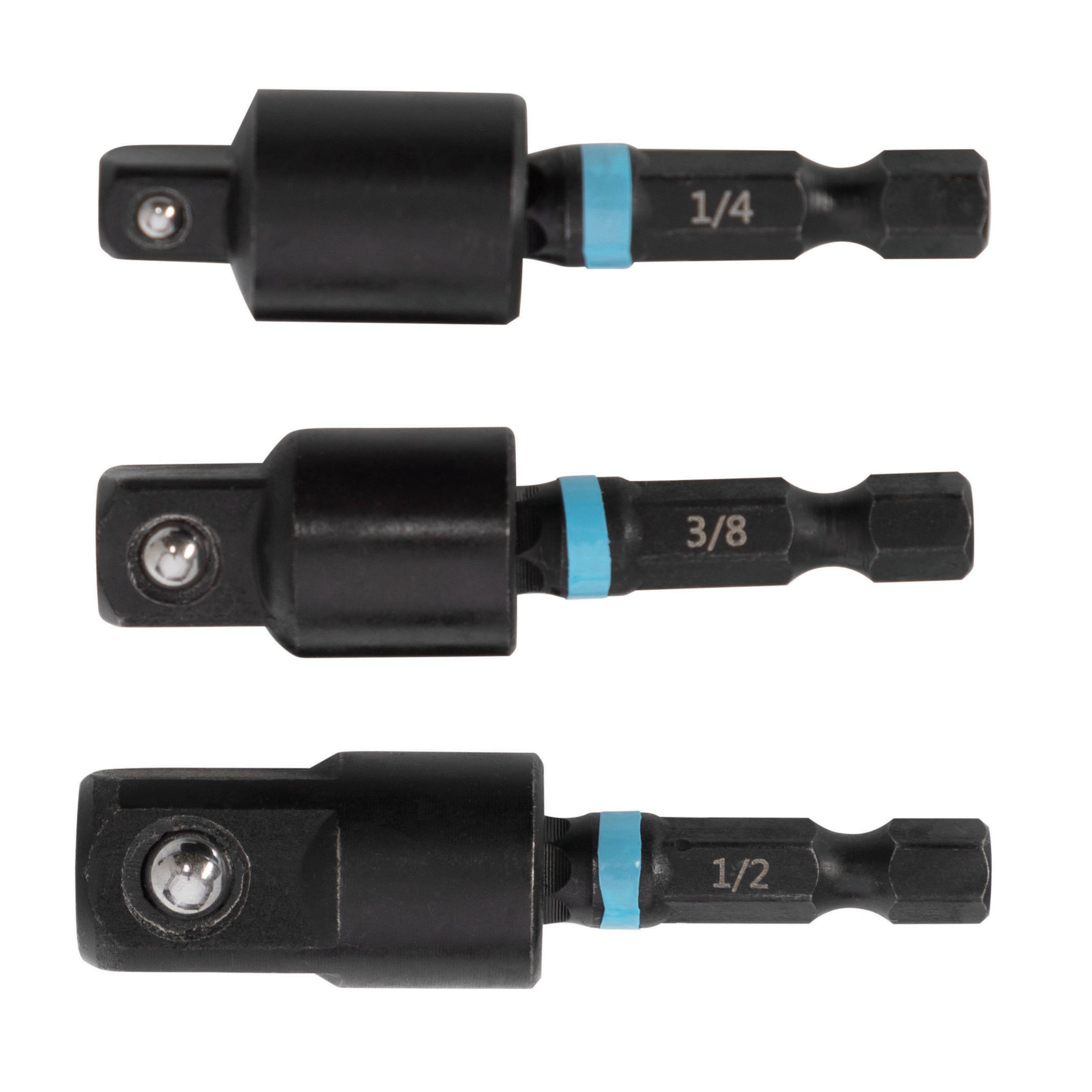 3-Piece 3" Swivel Joint Socket Adapter Set (1/4, 3/8, & 1/2")