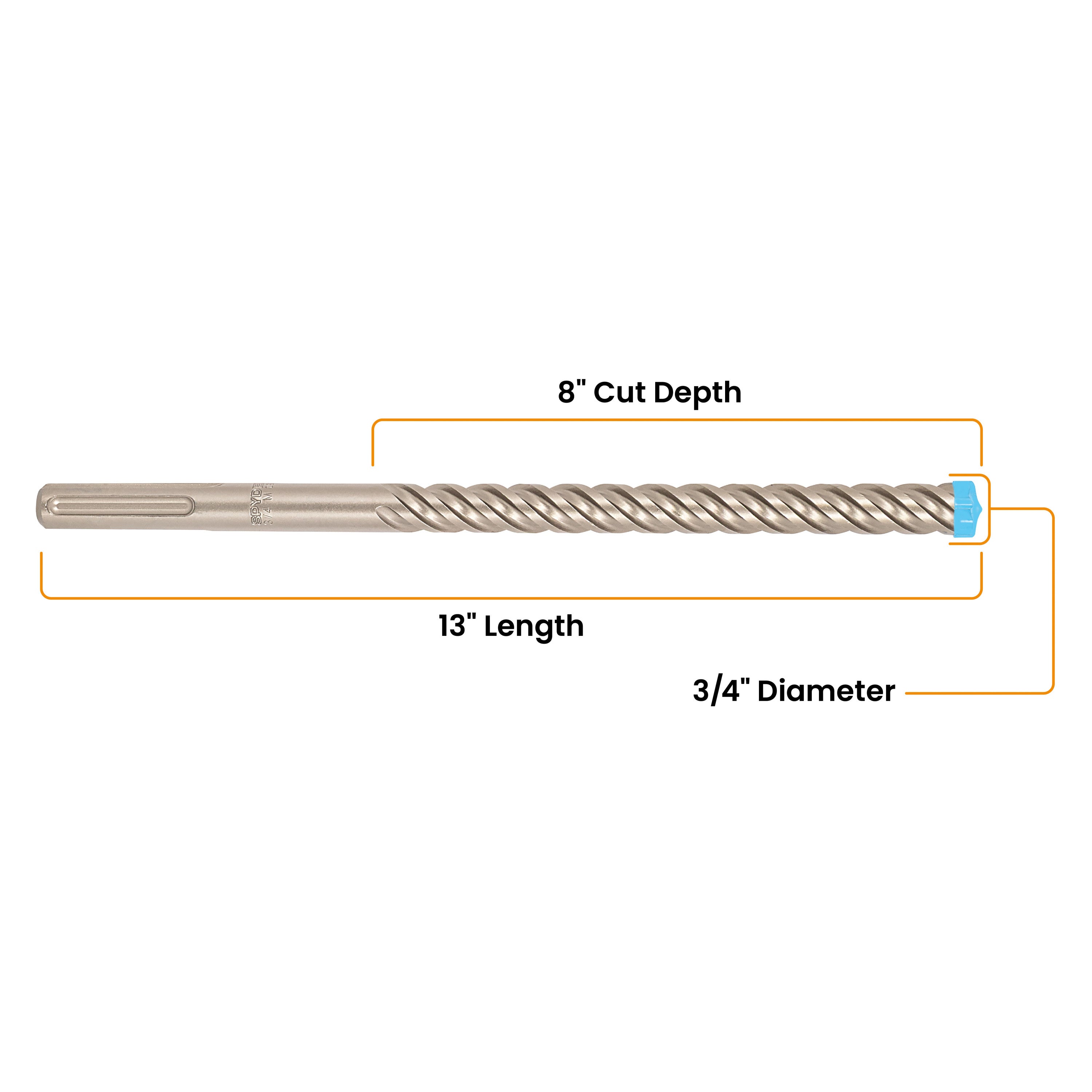 3/4" x 13" SDS-Max 4-Cutter Carbide-Tipped Rotary Hammer Drill Bit