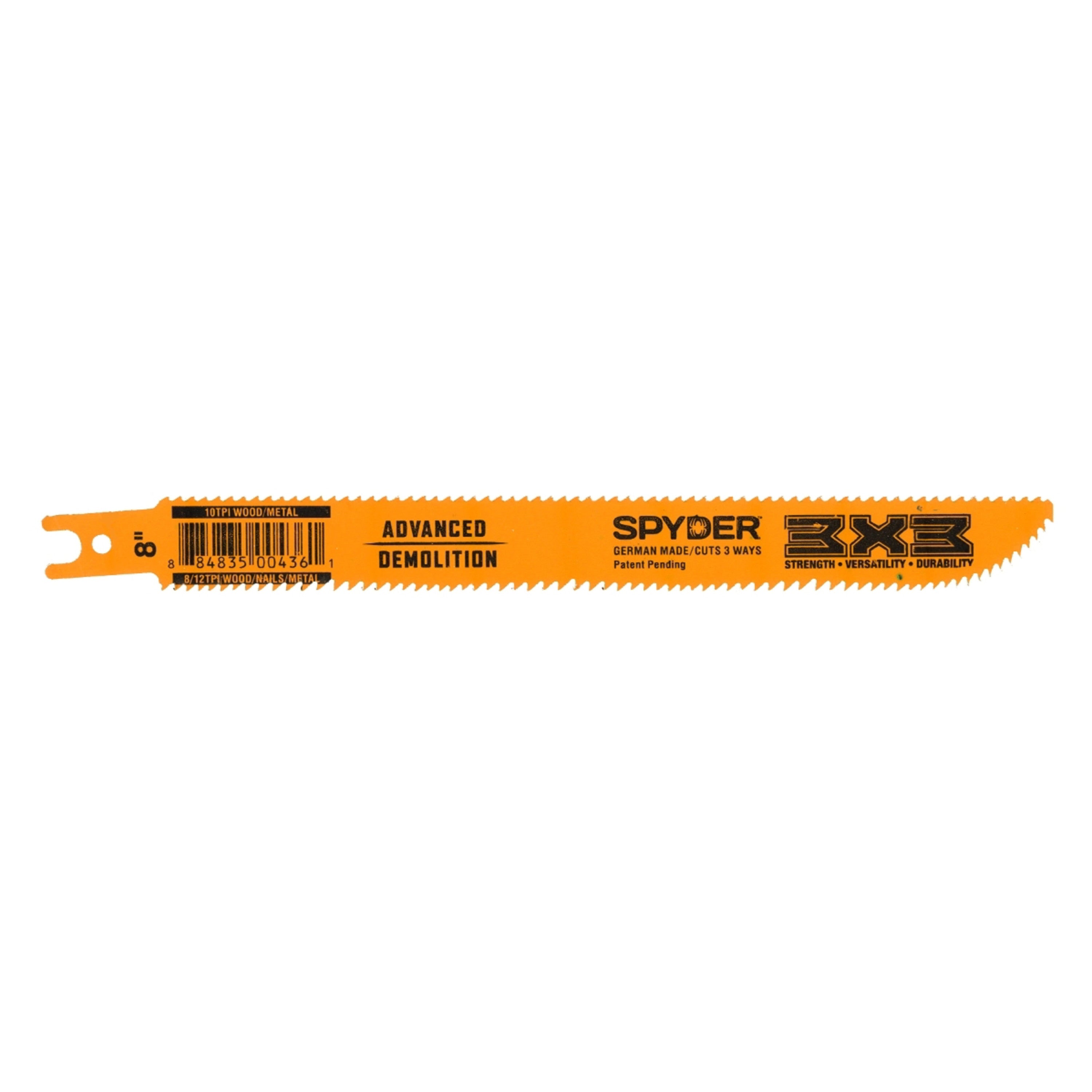 Double-Sided 8" Advanced Demo Wood/Metal Cutting 8/10-TPI Reciprocating Saw Blade 3X3™