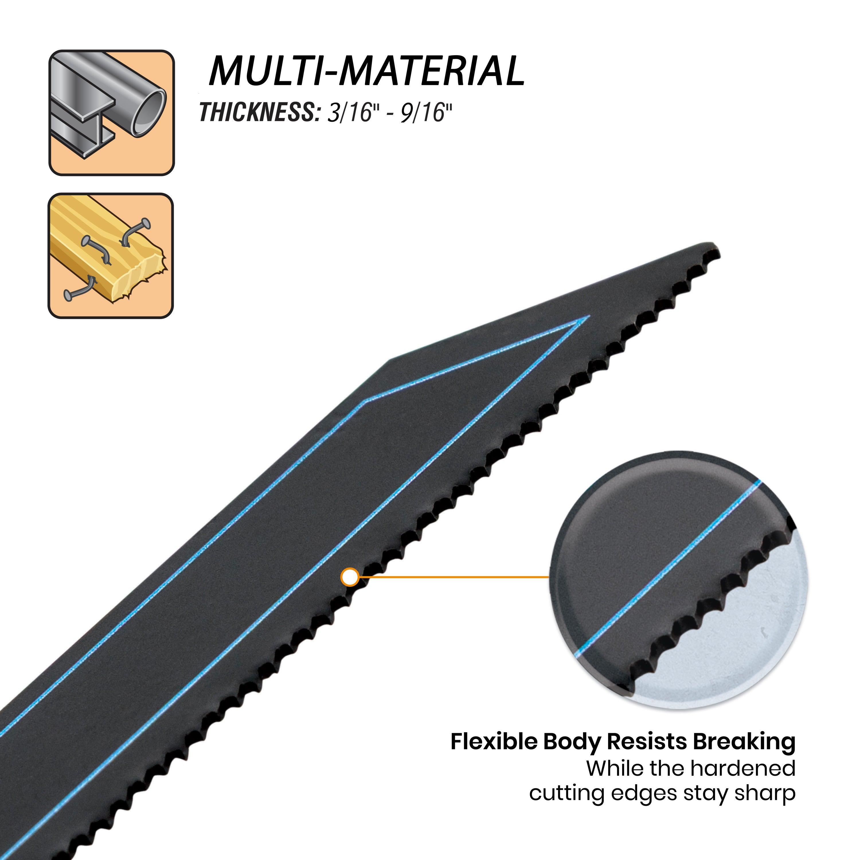 9" 8-10 TPI Bi-Metal Reciprocating Saw Blade Black Series™