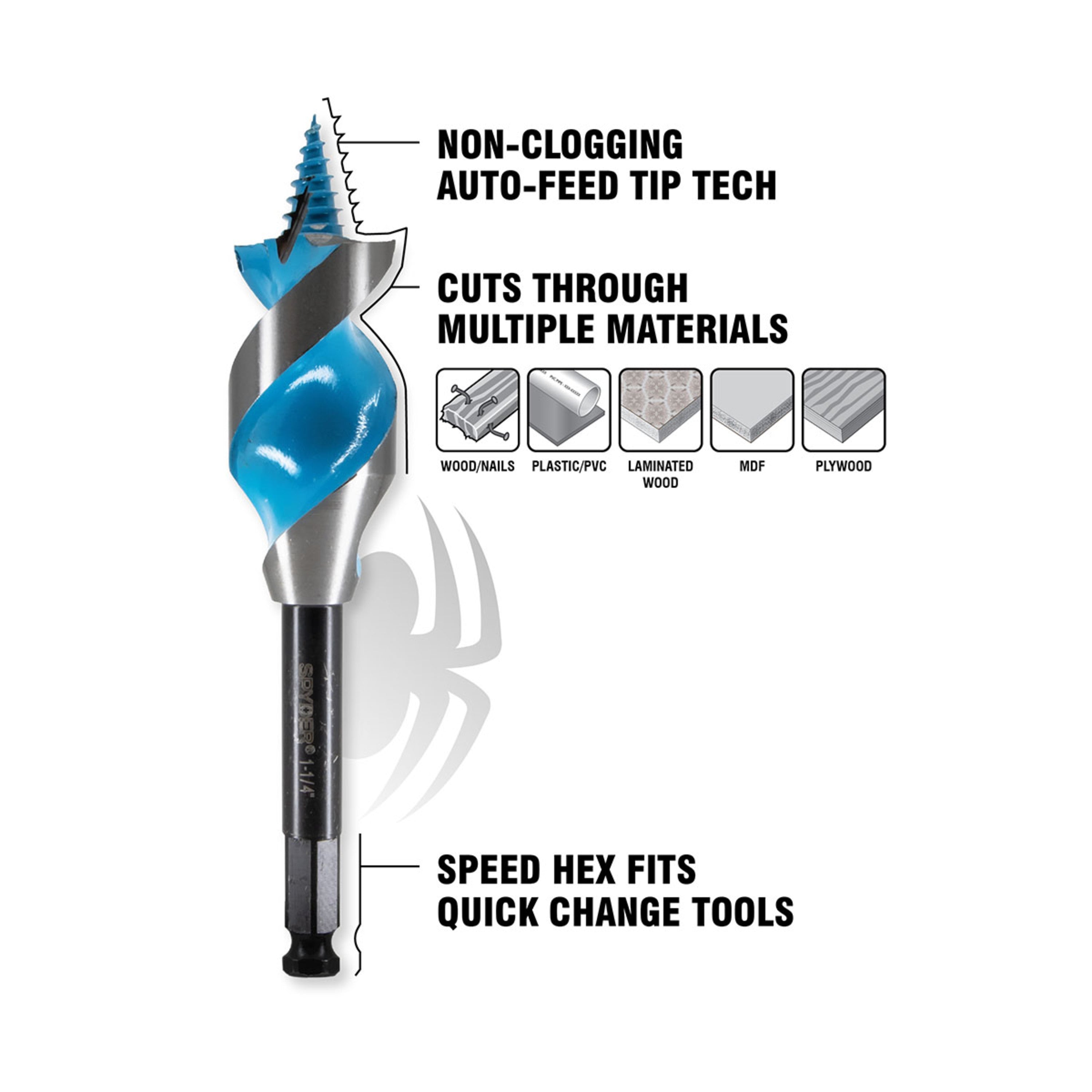 3-Piece Woodboring Auger Bit Set (1/2, 3/4, 1") Stinger™