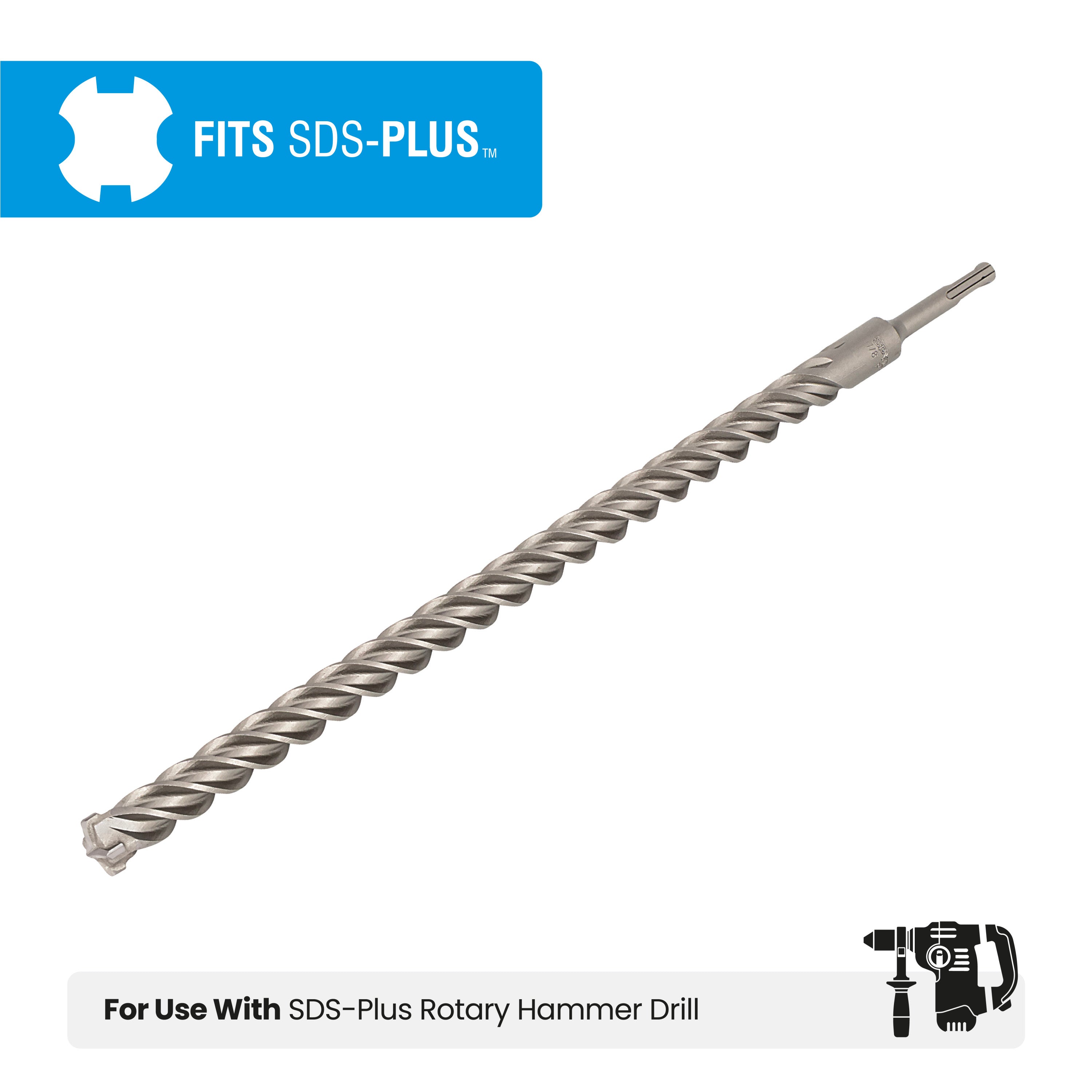 3/4" x 18" SDS-Plus 4-Cutter Carbide-Tipped Rotary Hammer Drill Bit