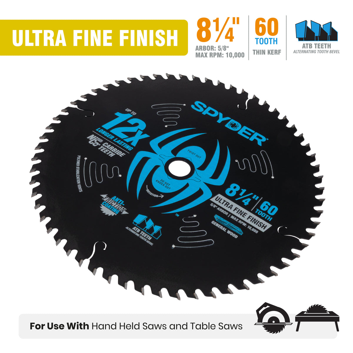 8-1/4" 60-Tooth Ultra Fine Finish Saw Blade for Wood