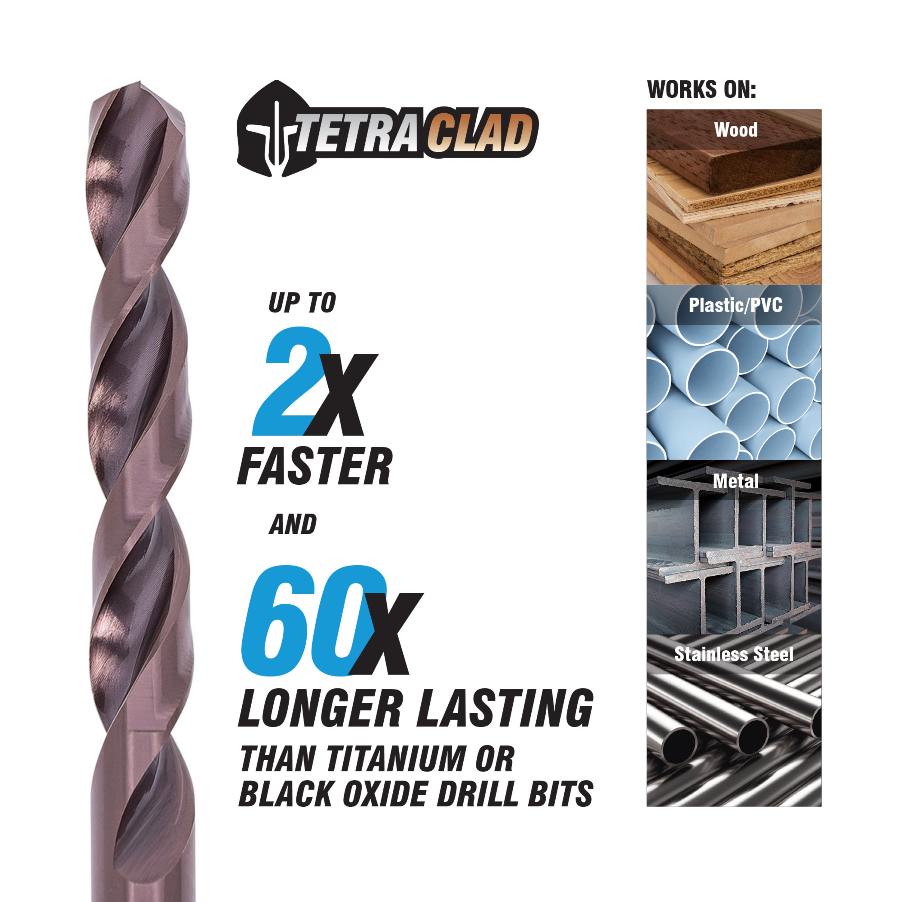 1/2" Hex Shank Drill Bit TetraClad™