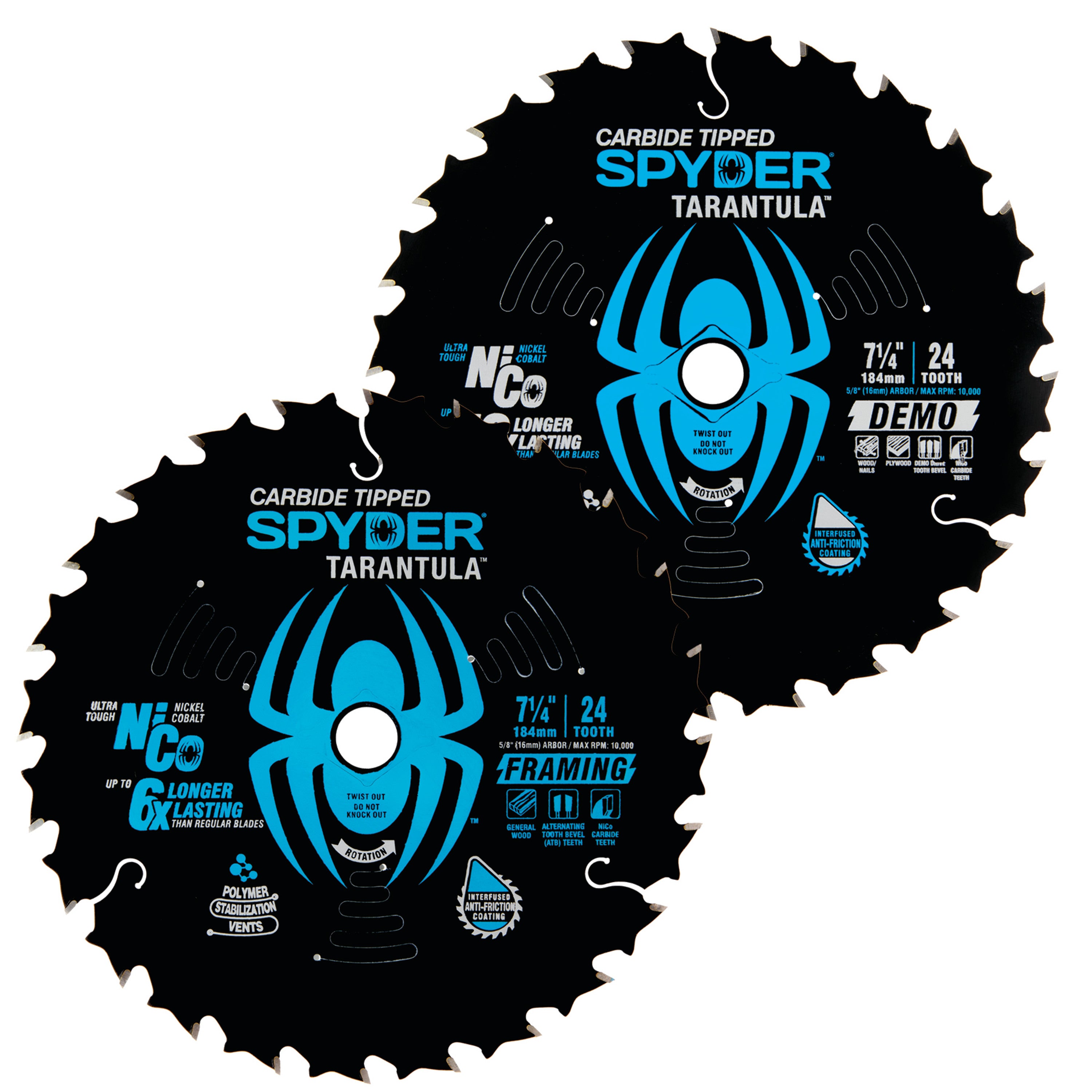 2-Piece 7-1/4" 24-Tooth Saw Blade for Demolition & Framing