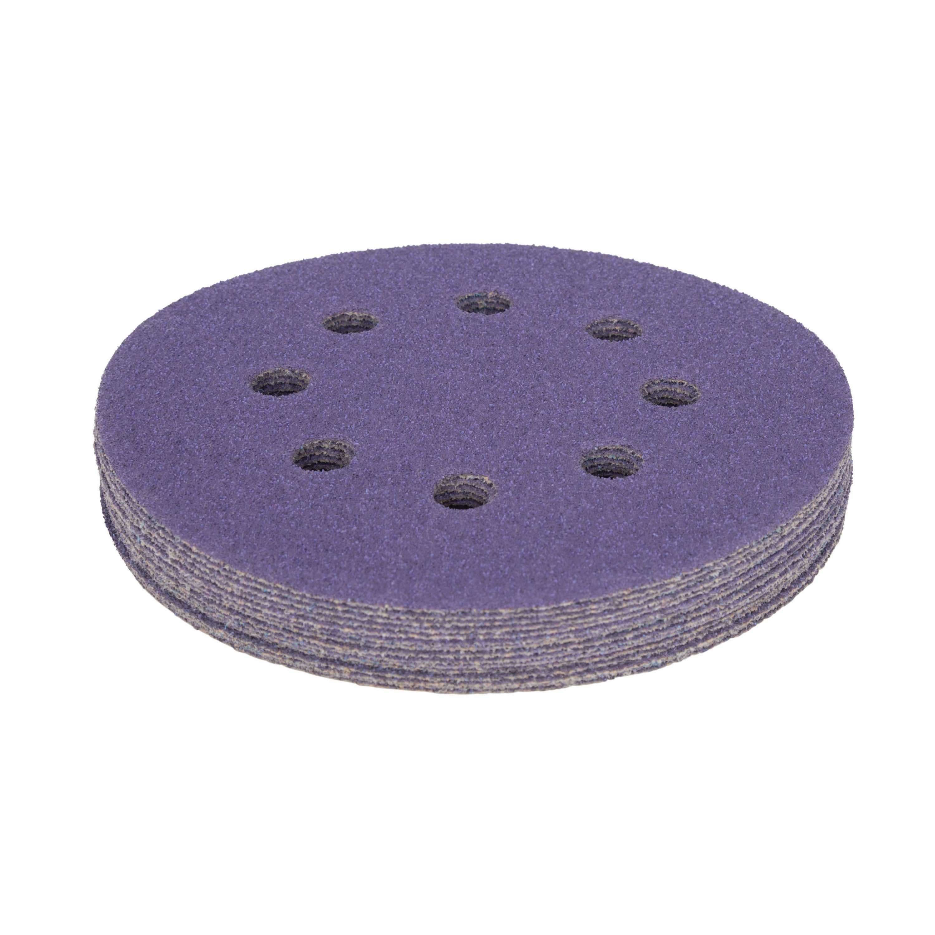 5" x 8-Hole 60 Grit Ceramic with Stearate Sanding Discs (15-Pack) Bite