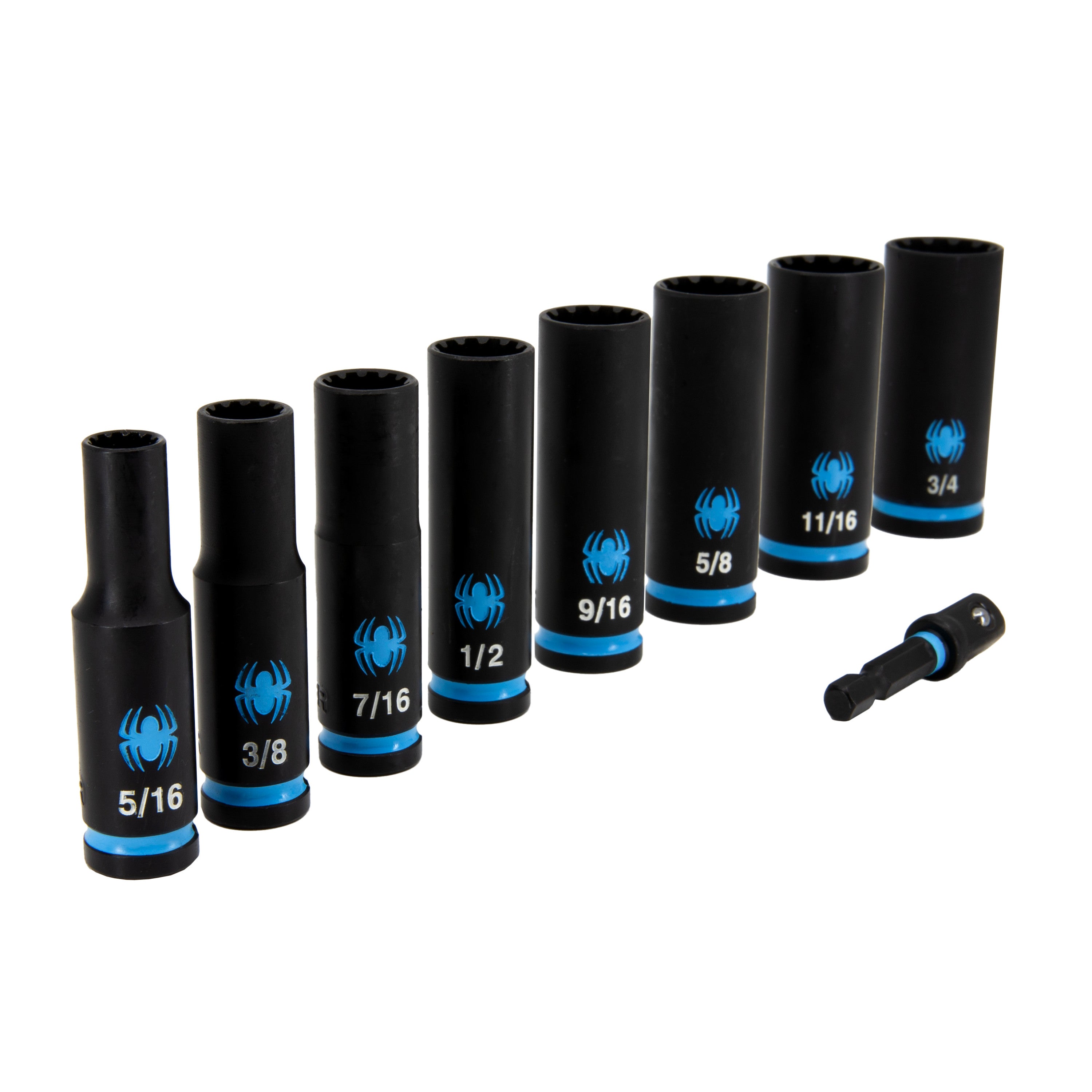 9-Piece 3/8" Drive Deep Thin-Walled SAE Impact Socket Set with Adapter