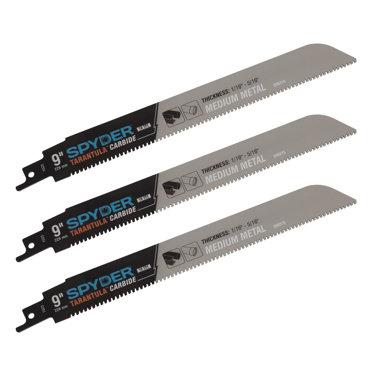 9" 10 TPI Metal Cutting Carbide Toothed Reciprocating Saw Blade (3-Pack) Tarantula®