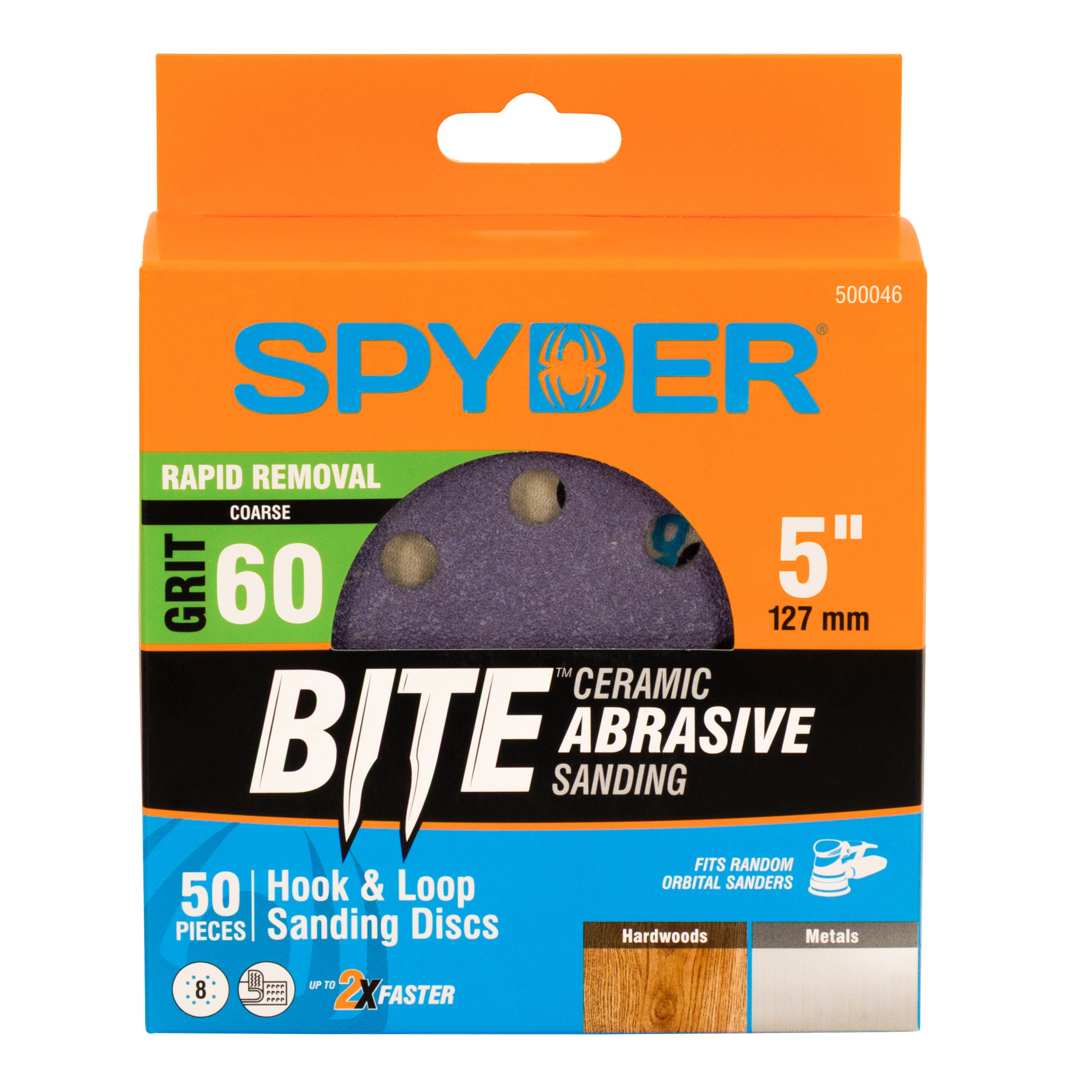 5" x 8-Hole 60 Grit Ceramic with Stearate Sanding Discs (50-Pack) Bite