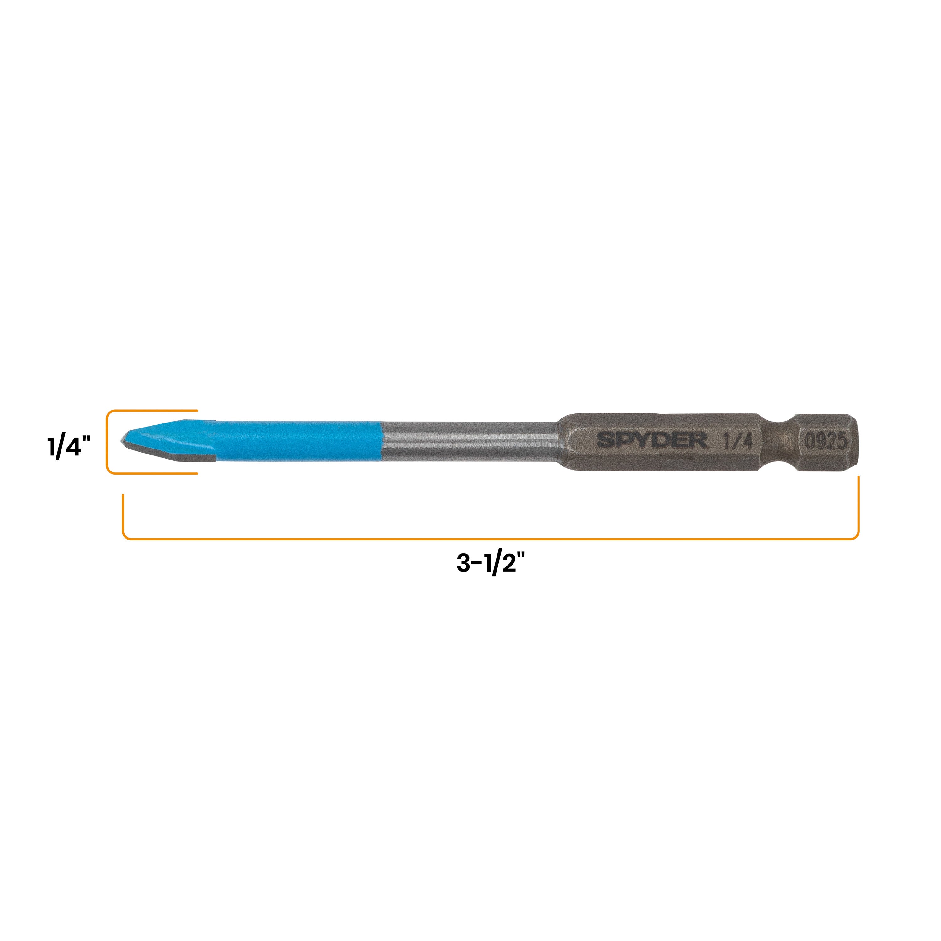 1/4" x 3.5" Quick-Release Hex Shank Carbide-Tipped Glass & Tile Drill Bit