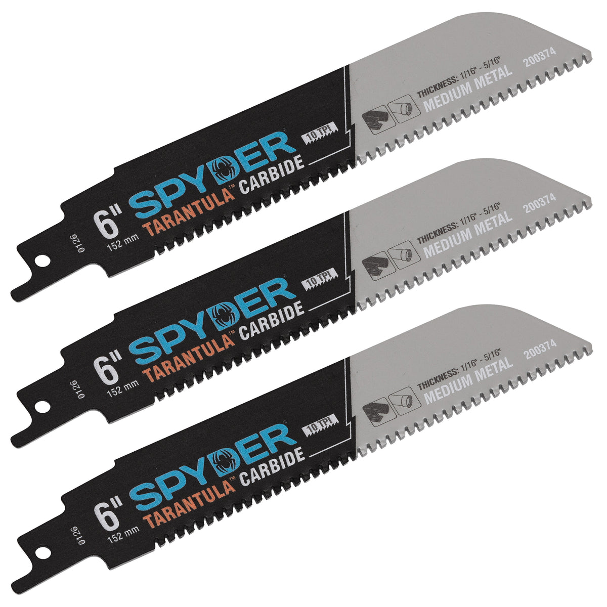 6" 10 TPI Metal Cutting Carbide Toothed Reciprocating Saw Blade (3-Pack) Tarantula®