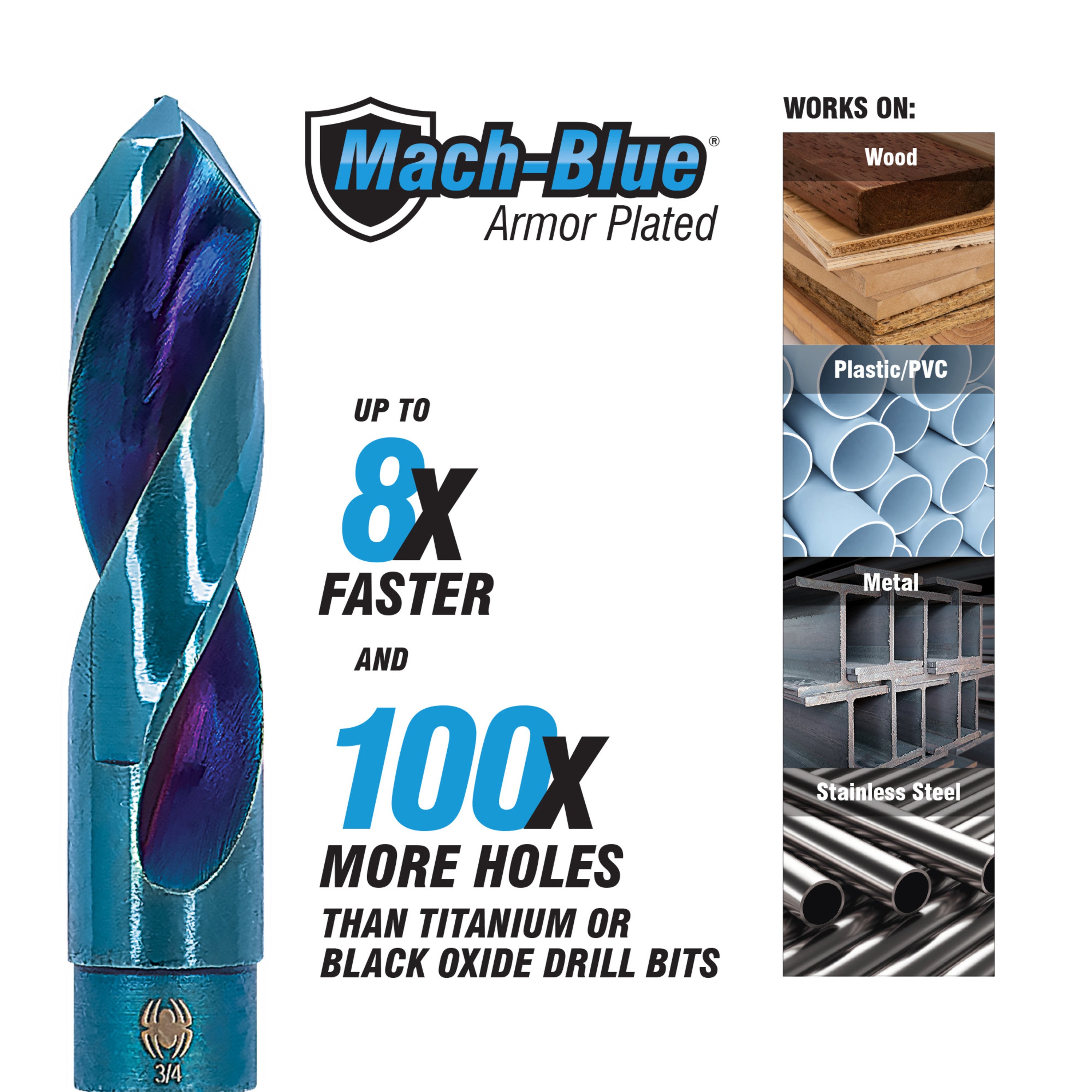 15/32" Hex Shank Drill Bit Mach Blue™