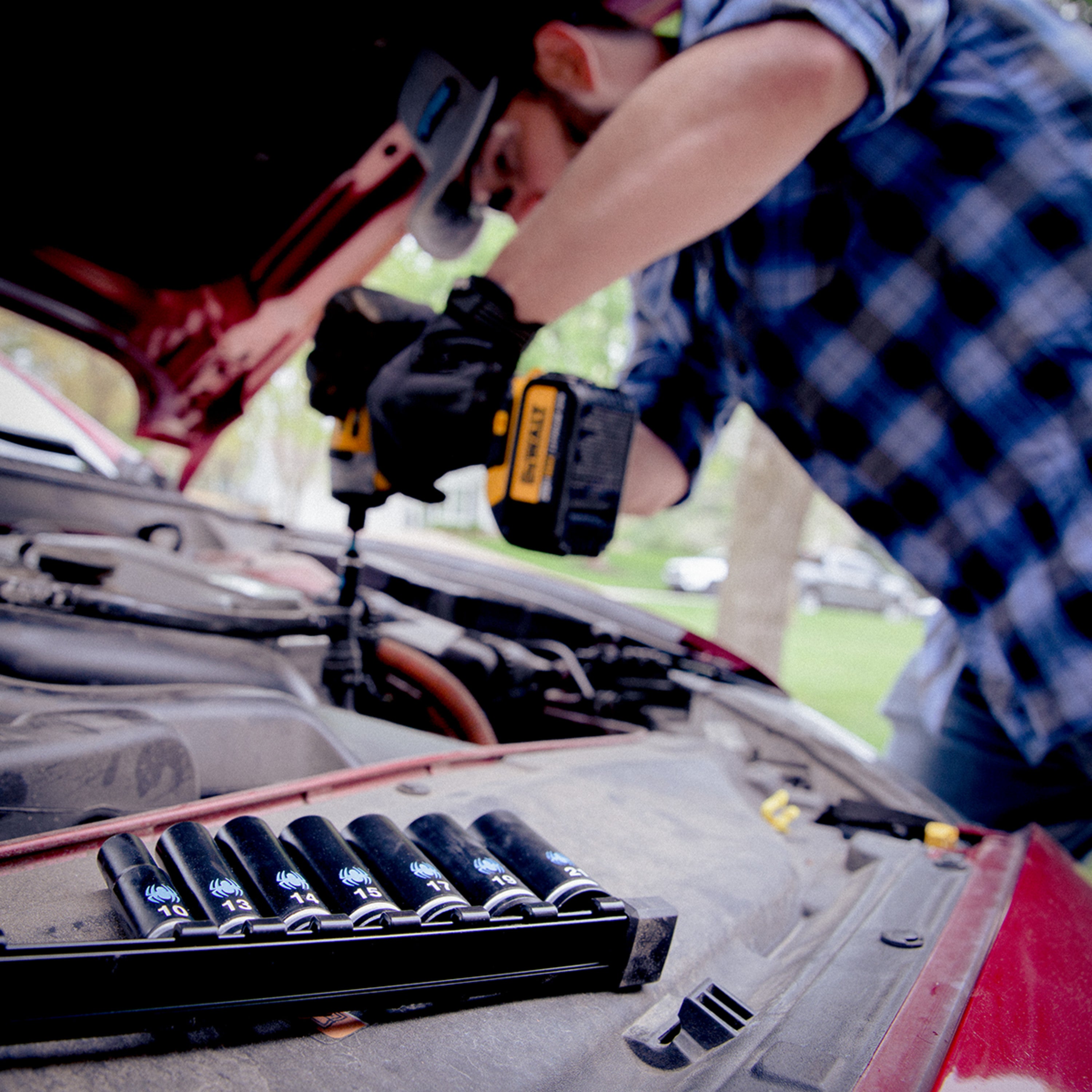10-Piece 1/2" Drive Metric Deep Impact Socket Set with Adapter