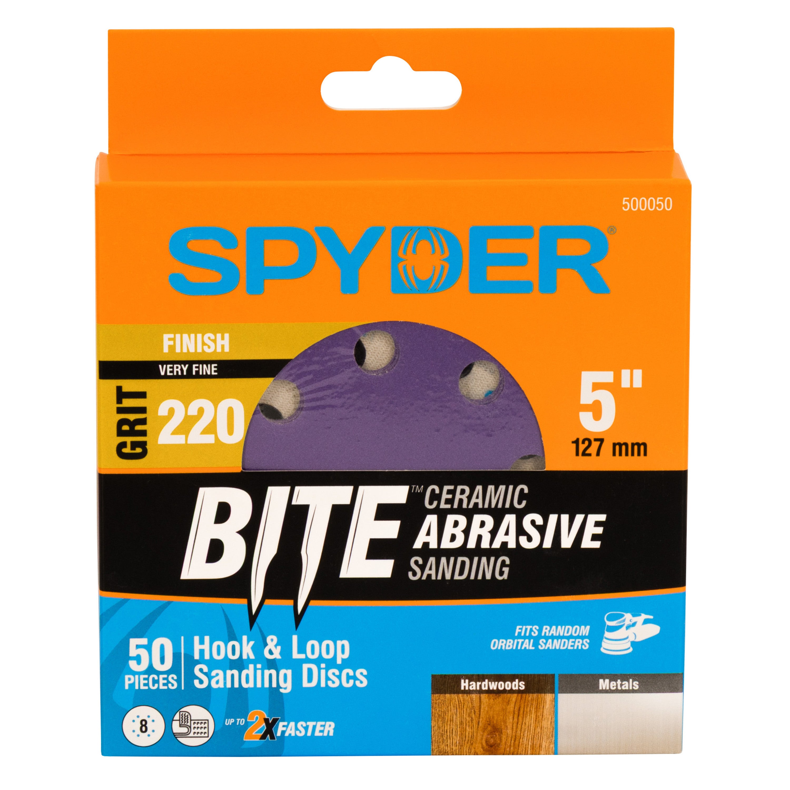 5" x 8-Hole 220 Grit Ceramic with Stearate Sanding Discs (50-Pack)