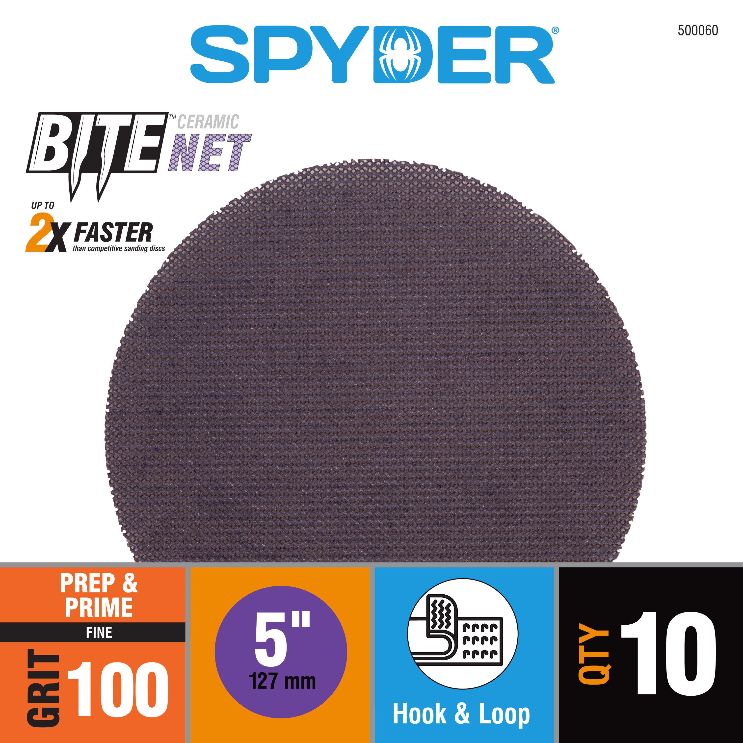 5" 100 Grit Ceramic Net Hook & Loop Sanding Discs (10-Pack) Bite