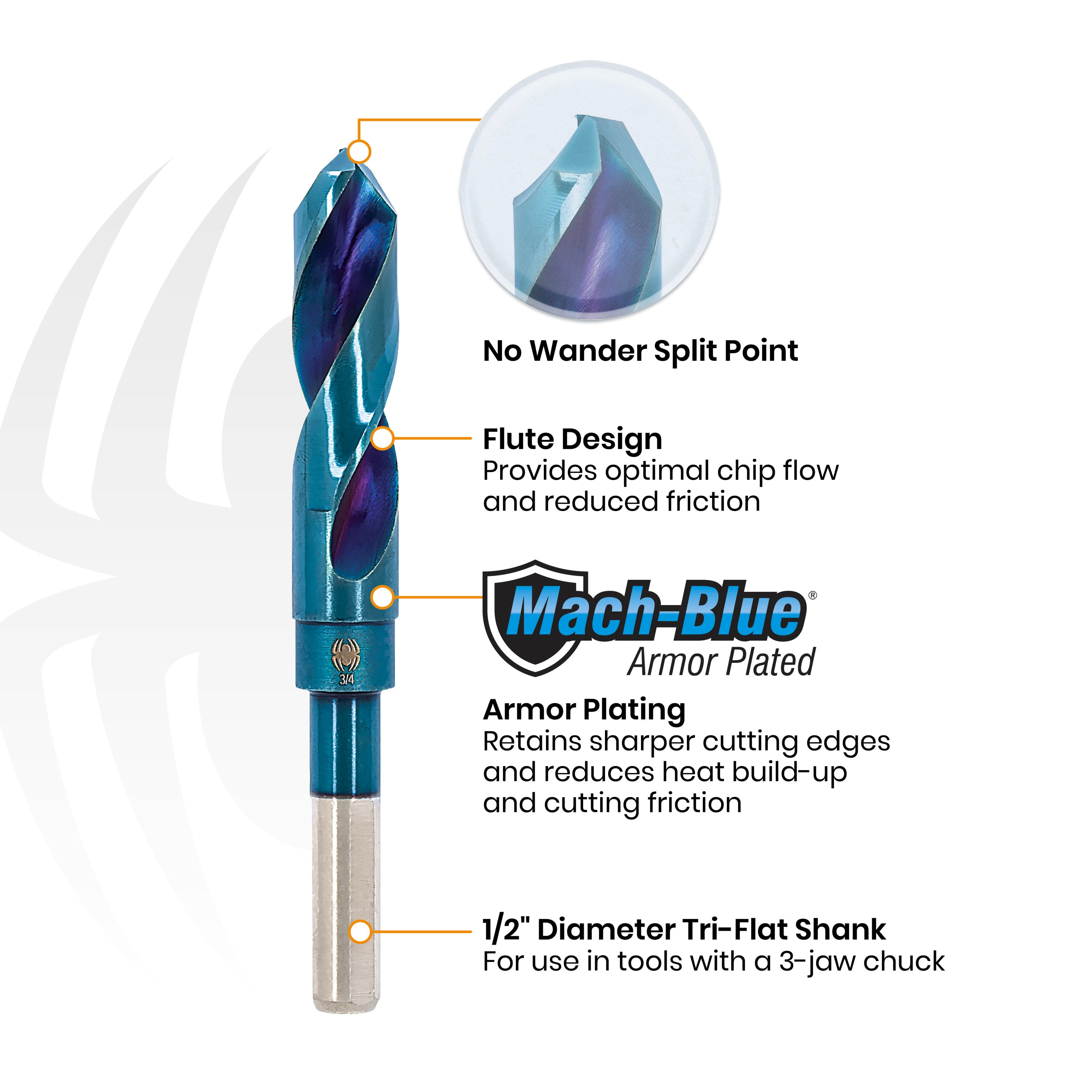 21/64" Hex Shank Drill Bit Mach-Blue®