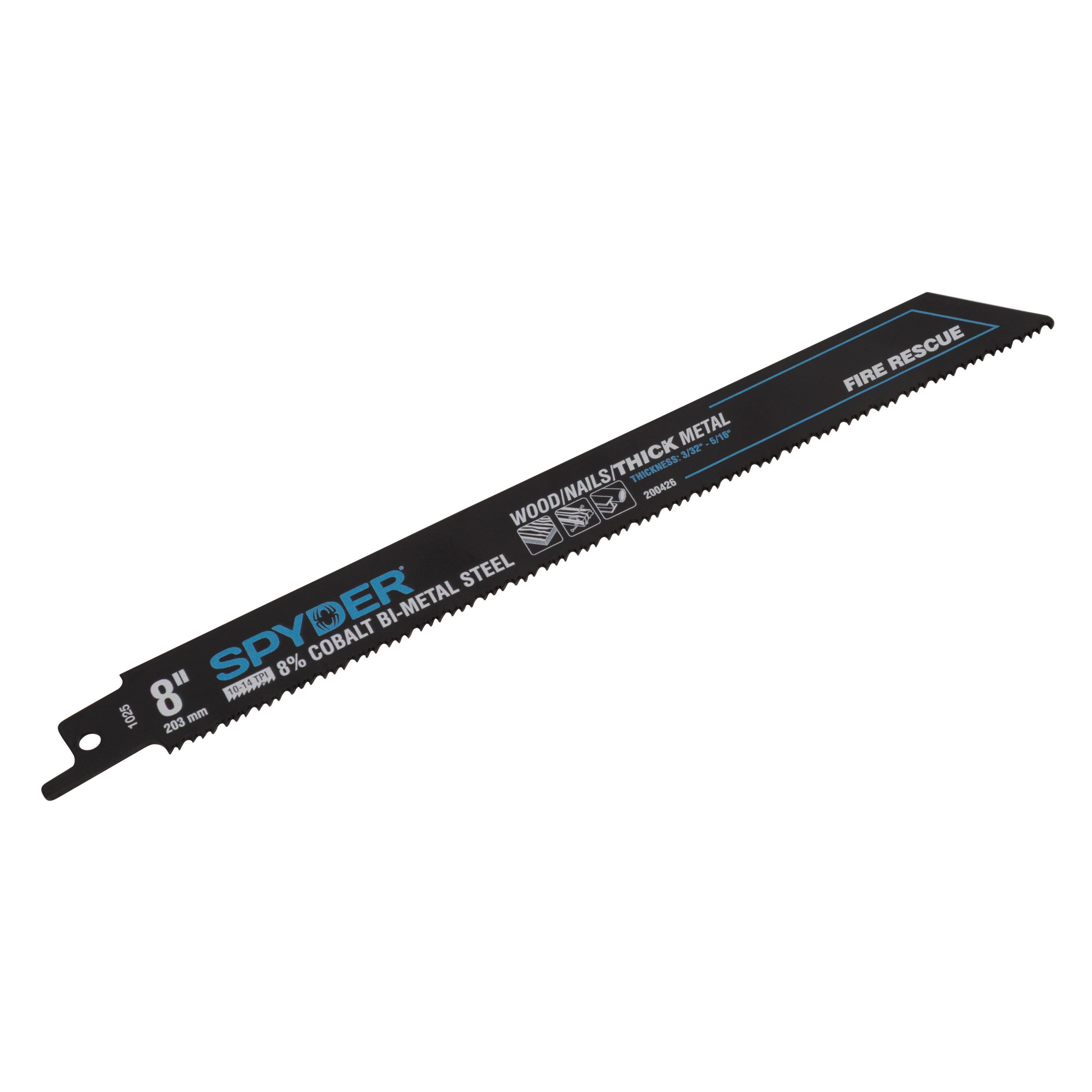 8" 10-14 TPI Bi-Metal Fire-Rescue Reciprocating Saw Blade Black Series™