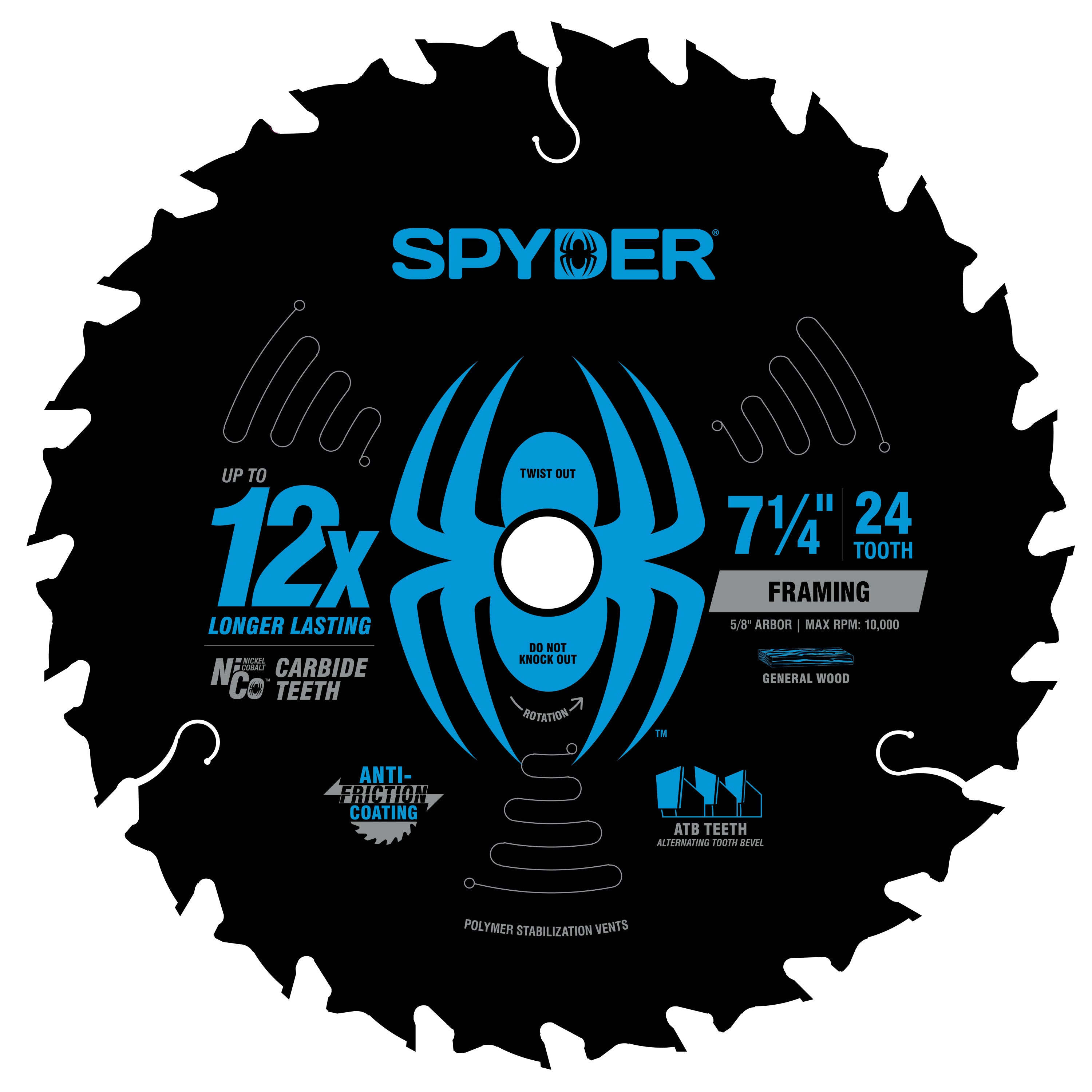 7-1/4" 24-Tooth TCT Framing Circular Saw Blade (10-Pack) Tarantula™