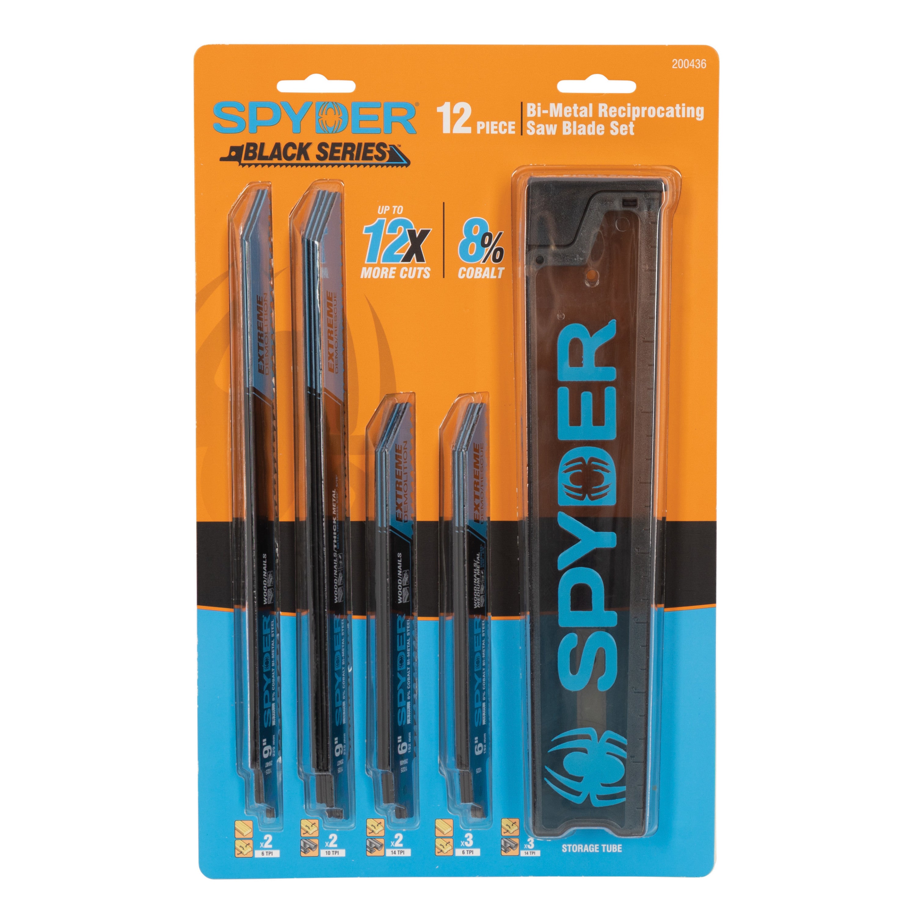 12-Piece 6 & 9" Bi-Metal Demolition Reciprocating Saw Blade Set (6, 10, 14 TPI) Black Series™