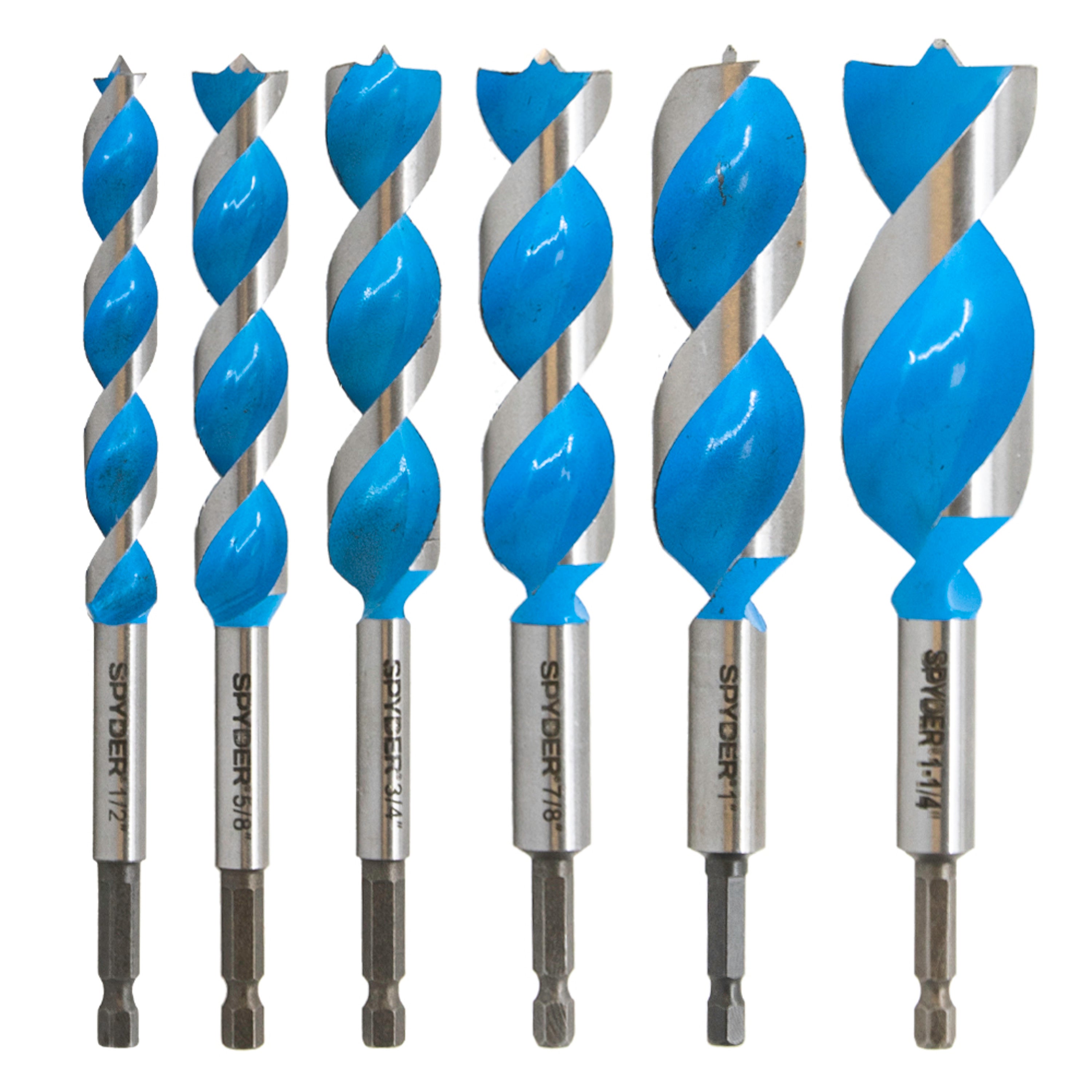 6-Piece Assorted Woodboring Power Bit Set (1/2, 5/8, 3/4, 7/8, 1, 1-1/4") Stinger™