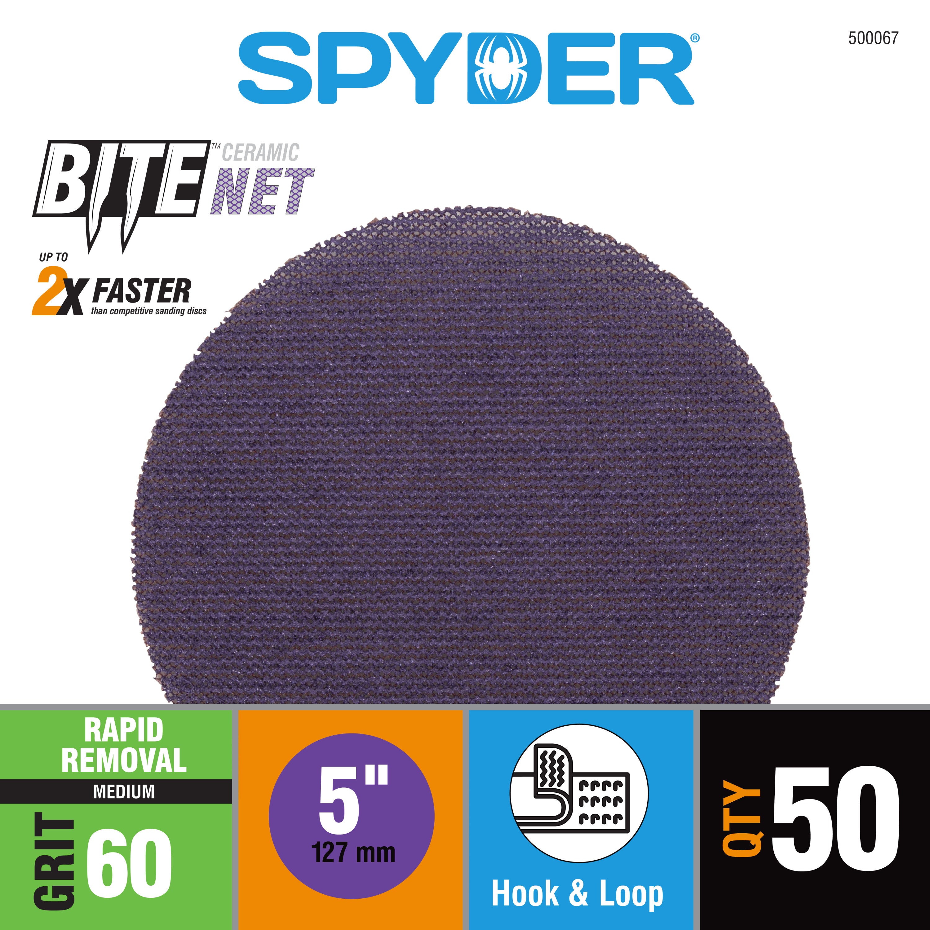 5" 60 Grit Ceramic Net Hook & Loop Sanding Discs (50-Pack) Bite
