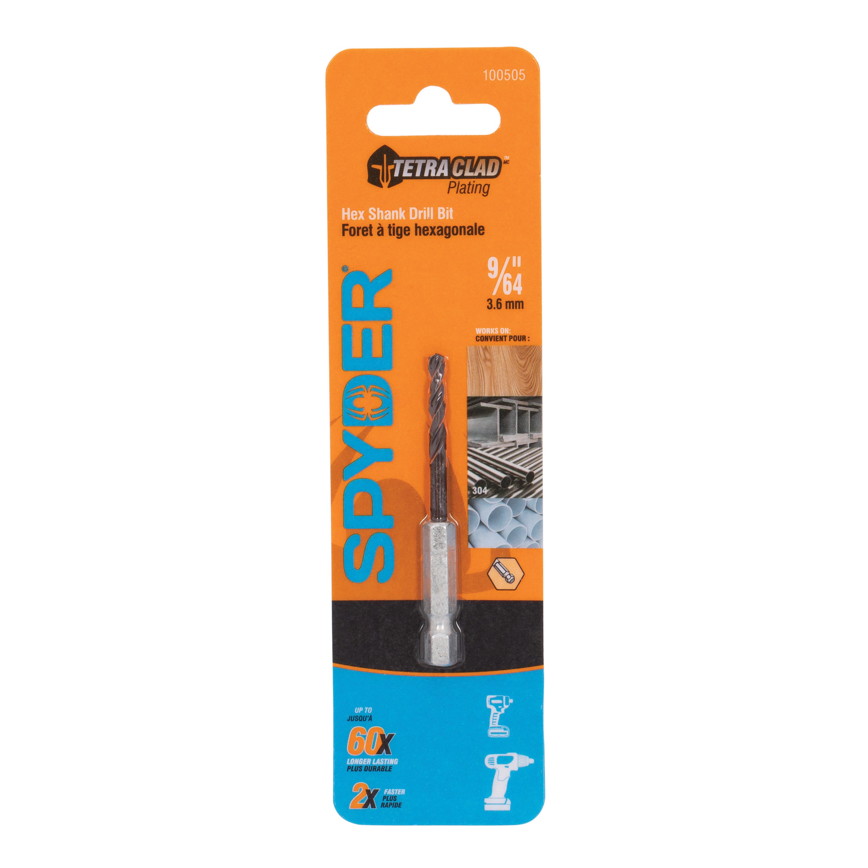 9/64" Hex Shank Drill Bit TetraClad™