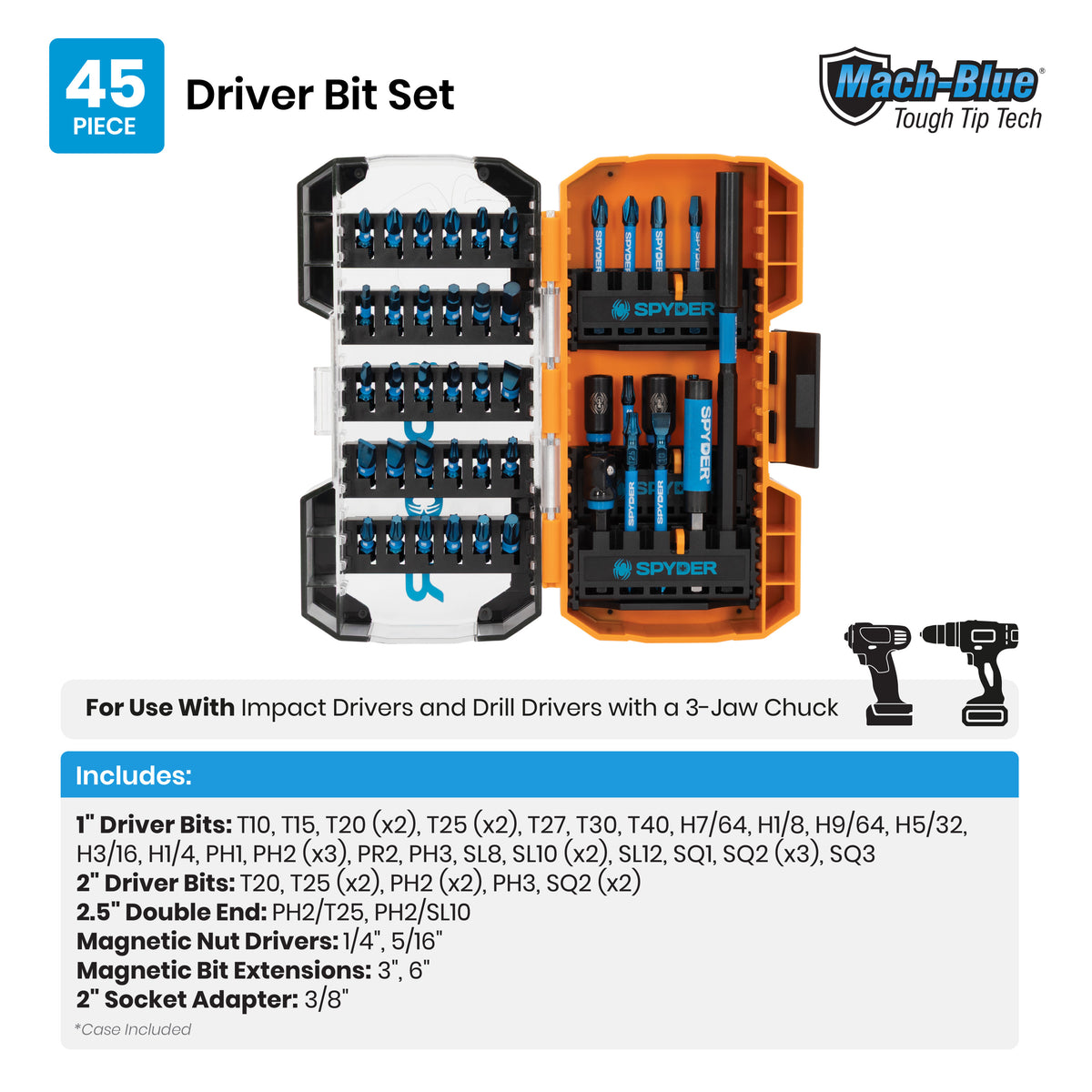 45-Piece Mach-Blue™ Drive Bit Set Mach-Blue®
