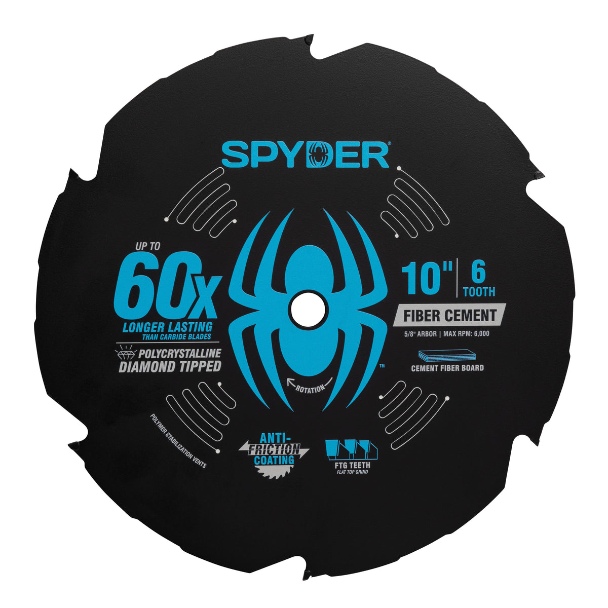 10" 6-Tooth Diamond-Tipped Saw Blade for Fiber Cement
