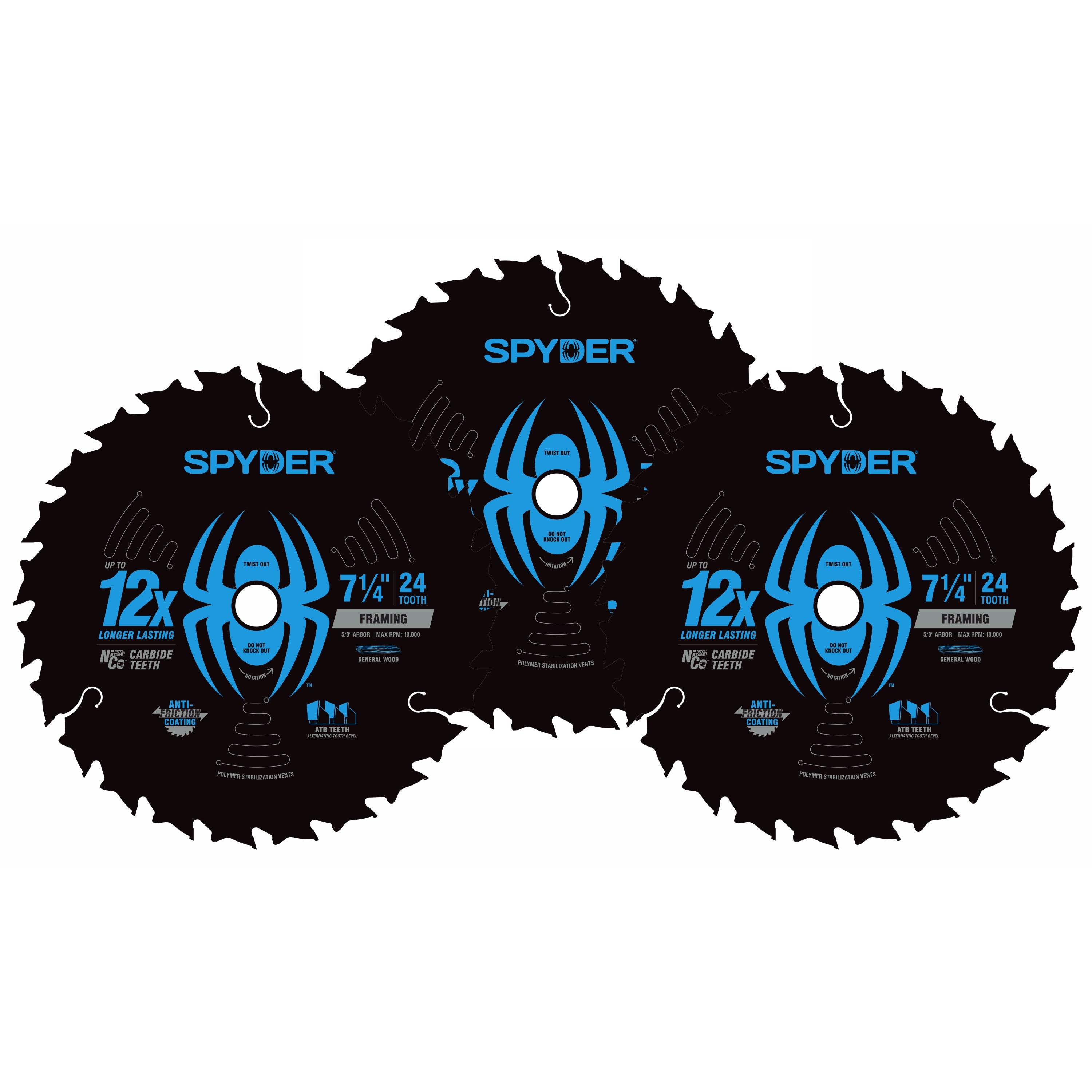 7-1/4" 24-Tooth Saw Blade for Framing (3-Pack)