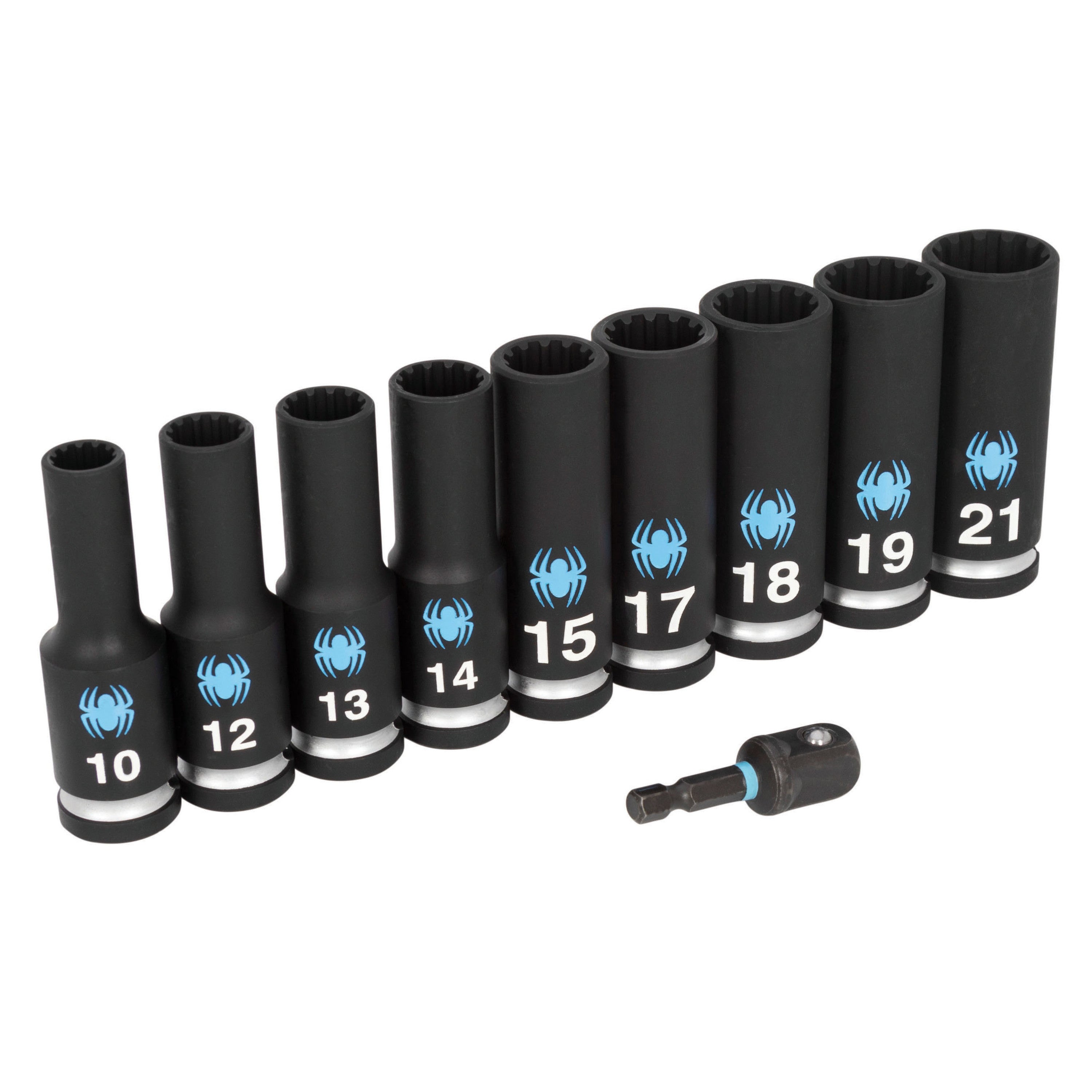 10-Piece 1/2" Drive Metric Deep Impact Socket Set with Adapter