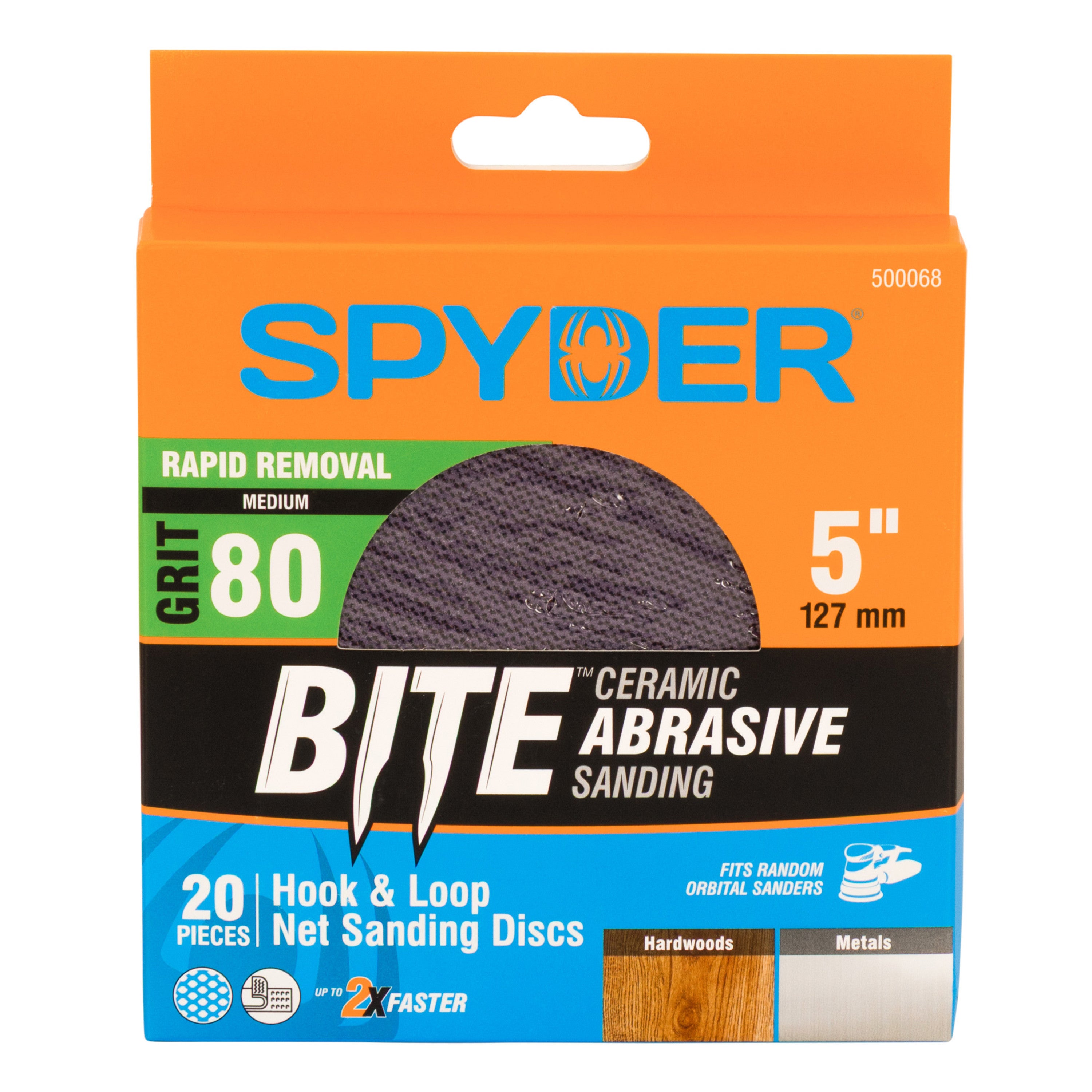 5" 80 Grit Ceramic Net Hook & Loop Sanding Discs (20-Pack) Bite