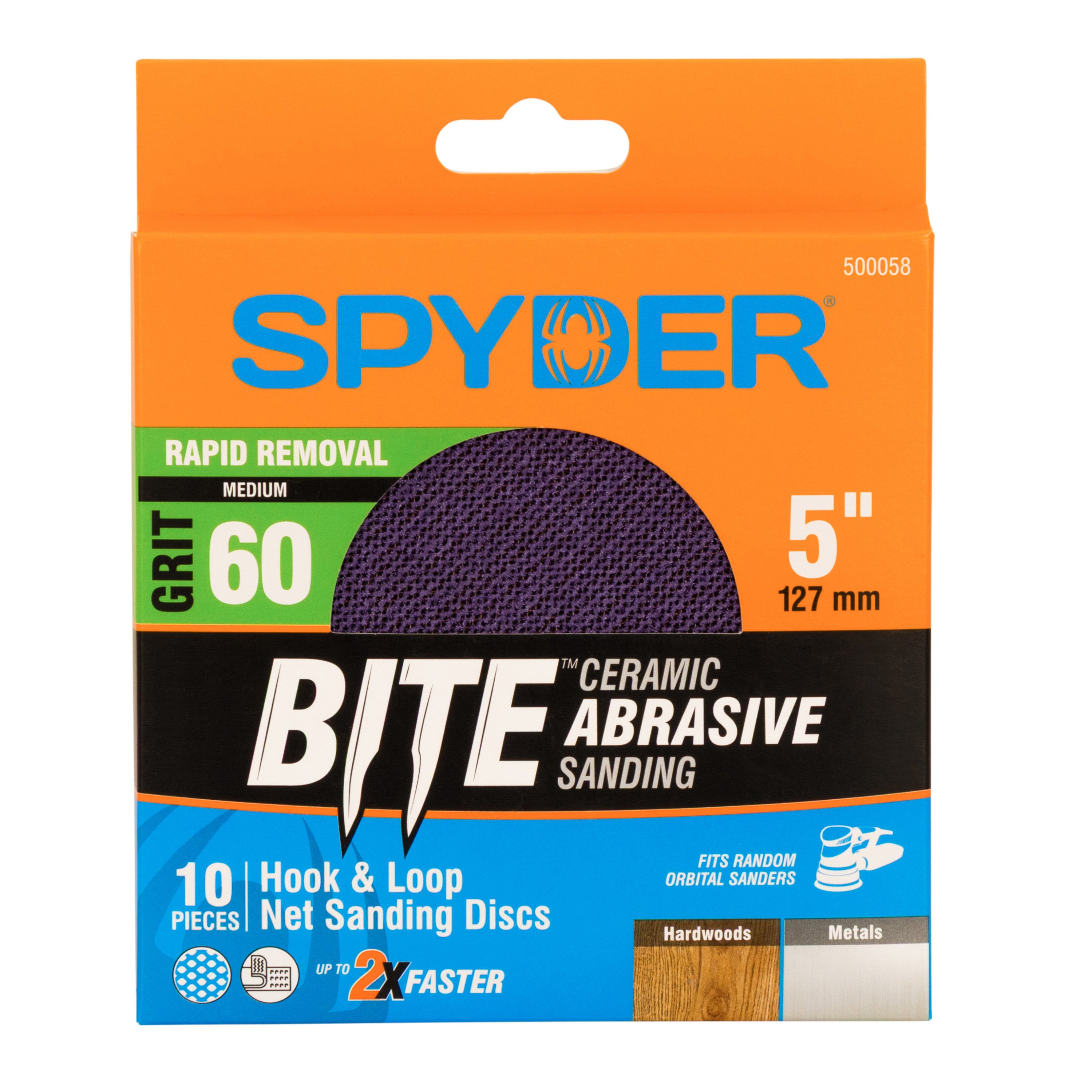 5" 60 Grit Ceramic Net Hook & Loop Sanding Discs (10-Pack) Bite