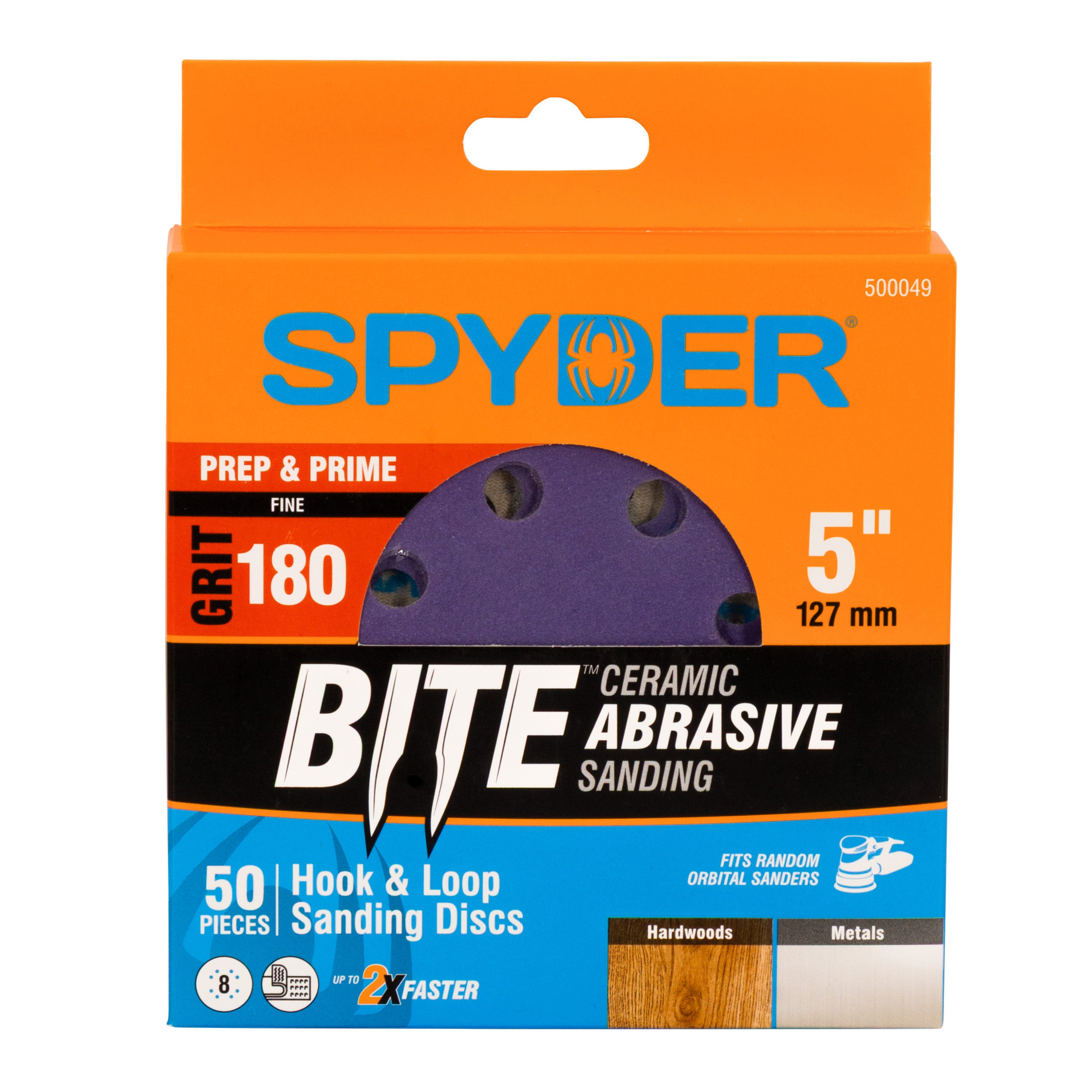 5" x 8-Hole 180 Grit Ceramic with Stearate Sanding Discs (50-Pack) Bite