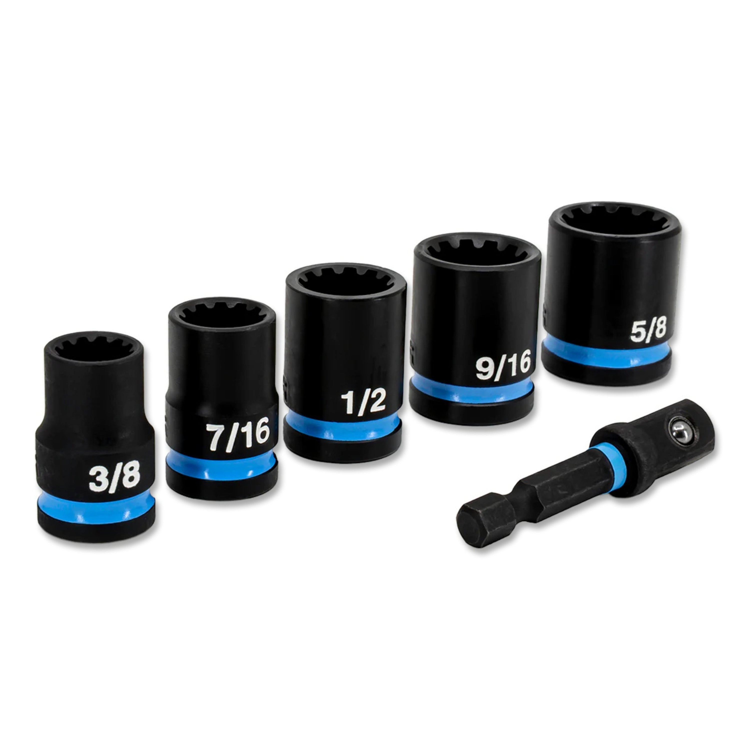 6-Piece 3/8" SAE Impact Socket Set With Adapter