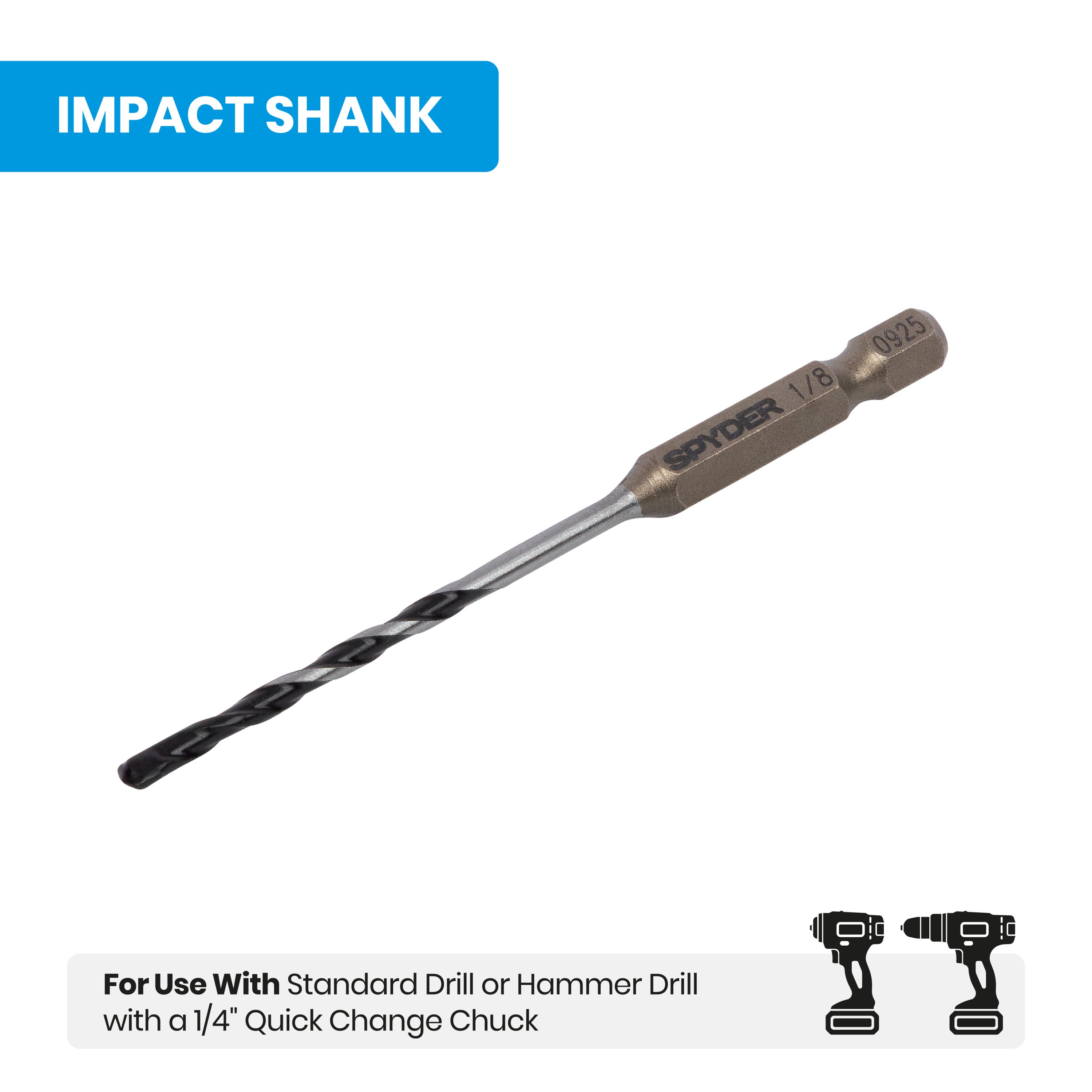 1/8" x 3" Impact Shank Hammer Drill Bit