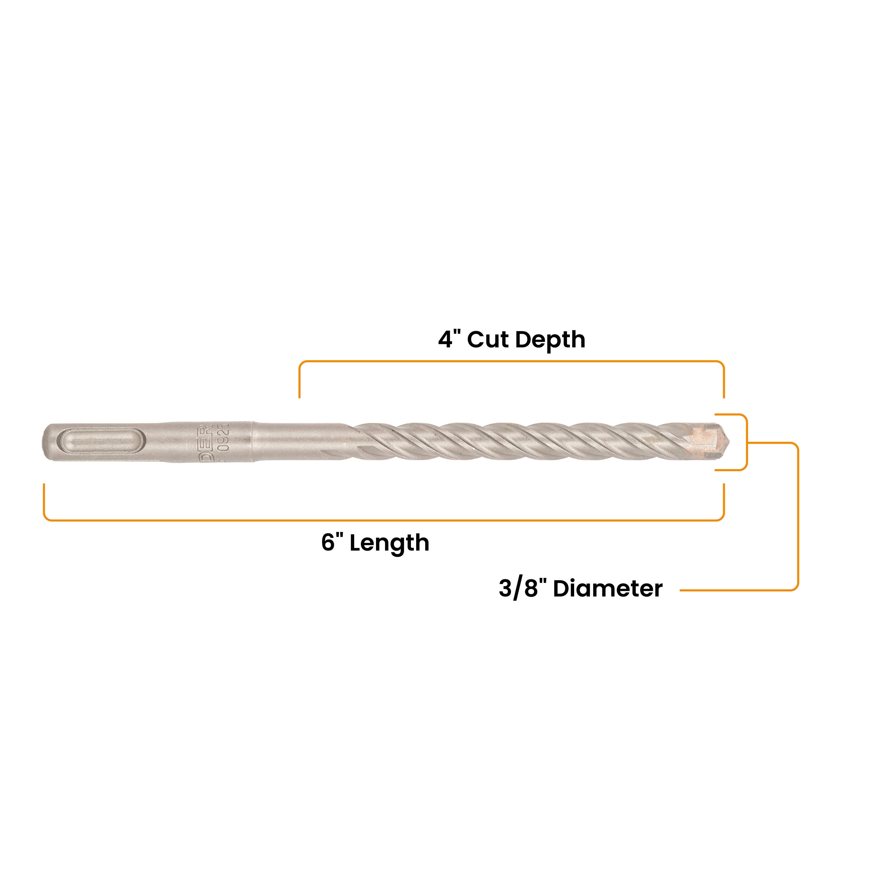 3/8" x 6" SDS-Plus 4-Cutter Carbide-Tipped Rotary Hammer Drill Bit
