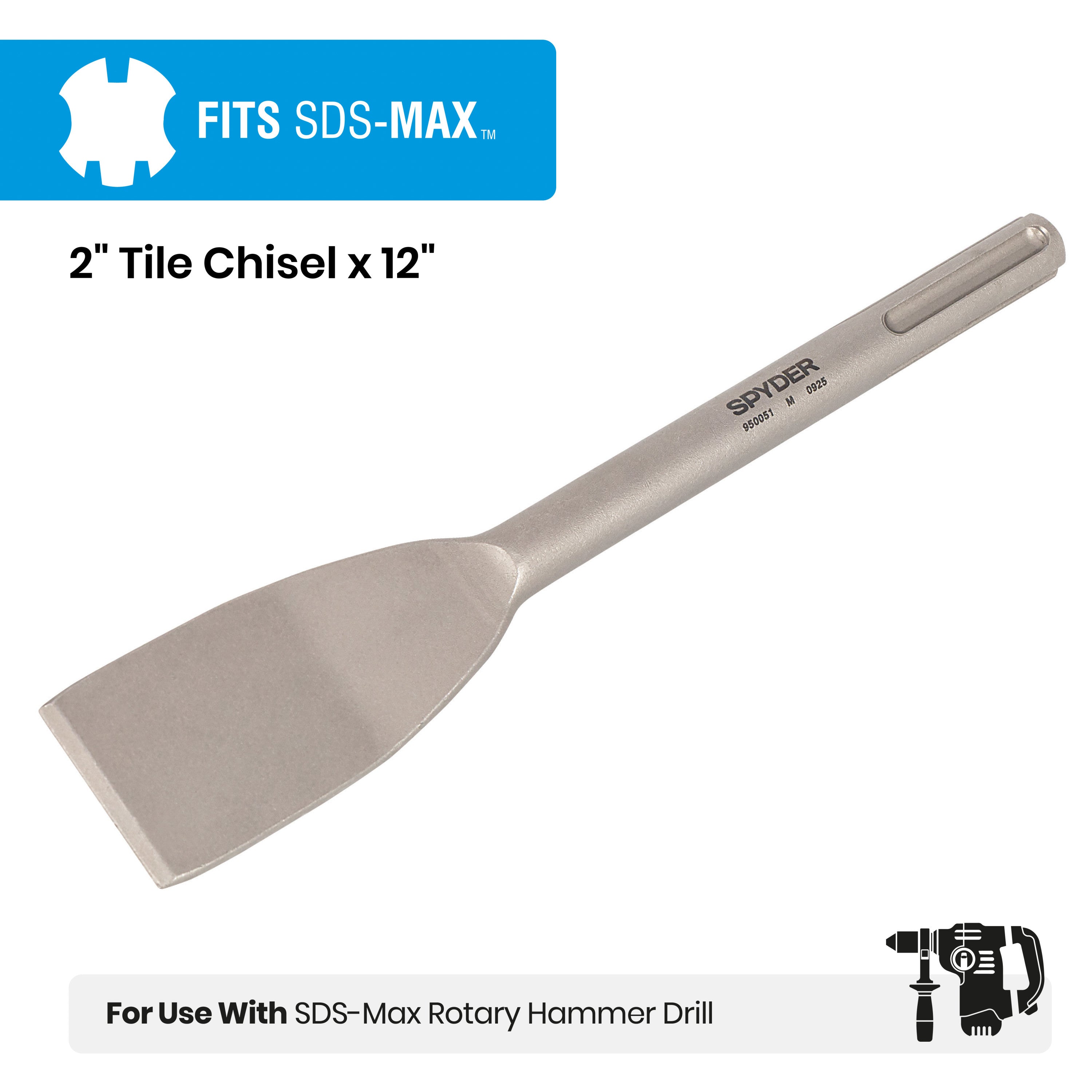 2" x 12" SDS-Max Tile Chisel Bit for Concrete & Masonry