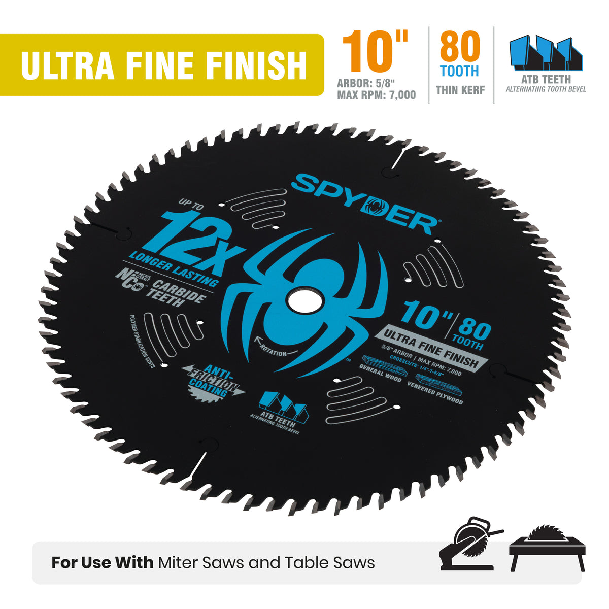 10" 80-Tooth Ultra Fine Finish Saw Blade for Wood