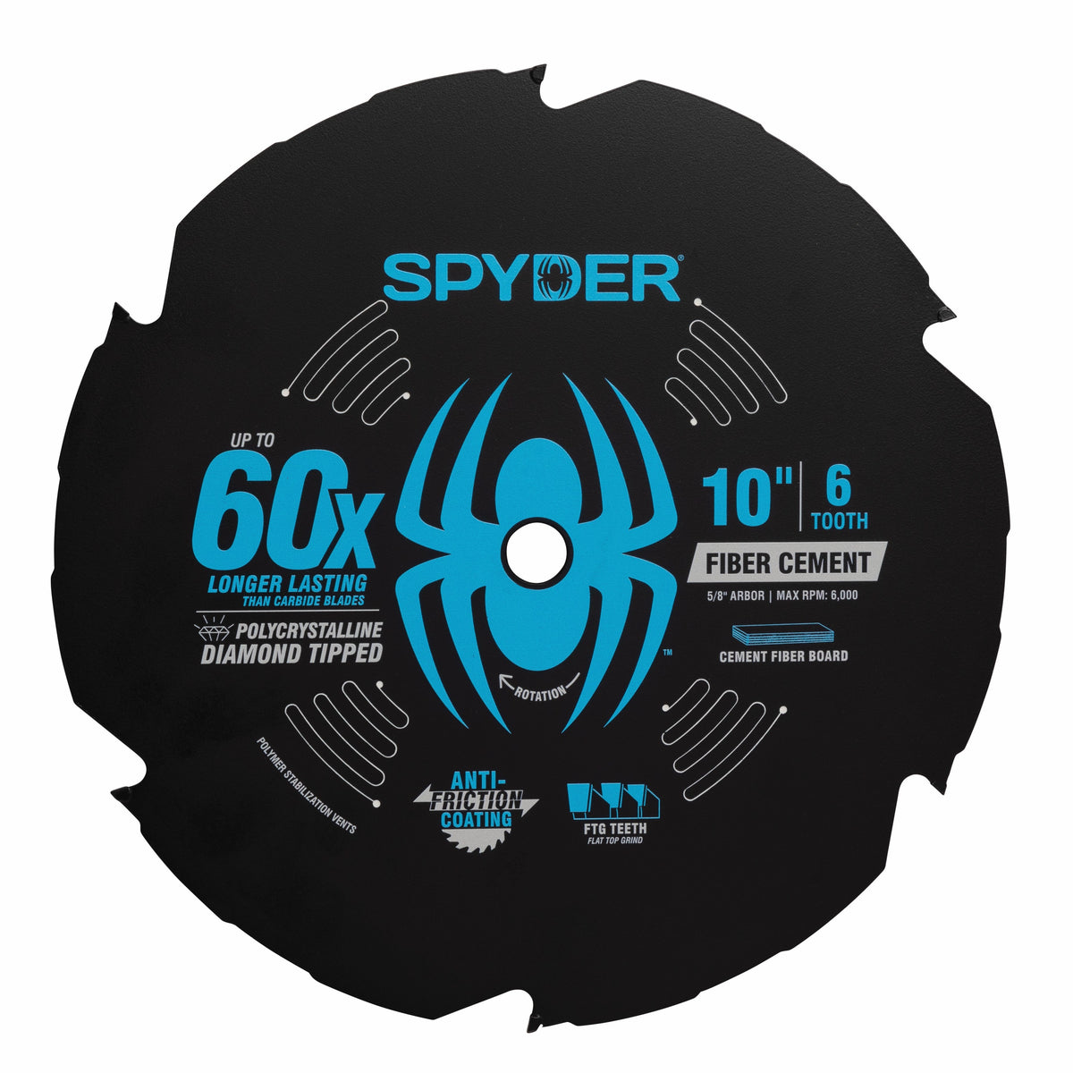10" 6-Tooth Diamond-Tipped Saw Blade for Fiber Cement