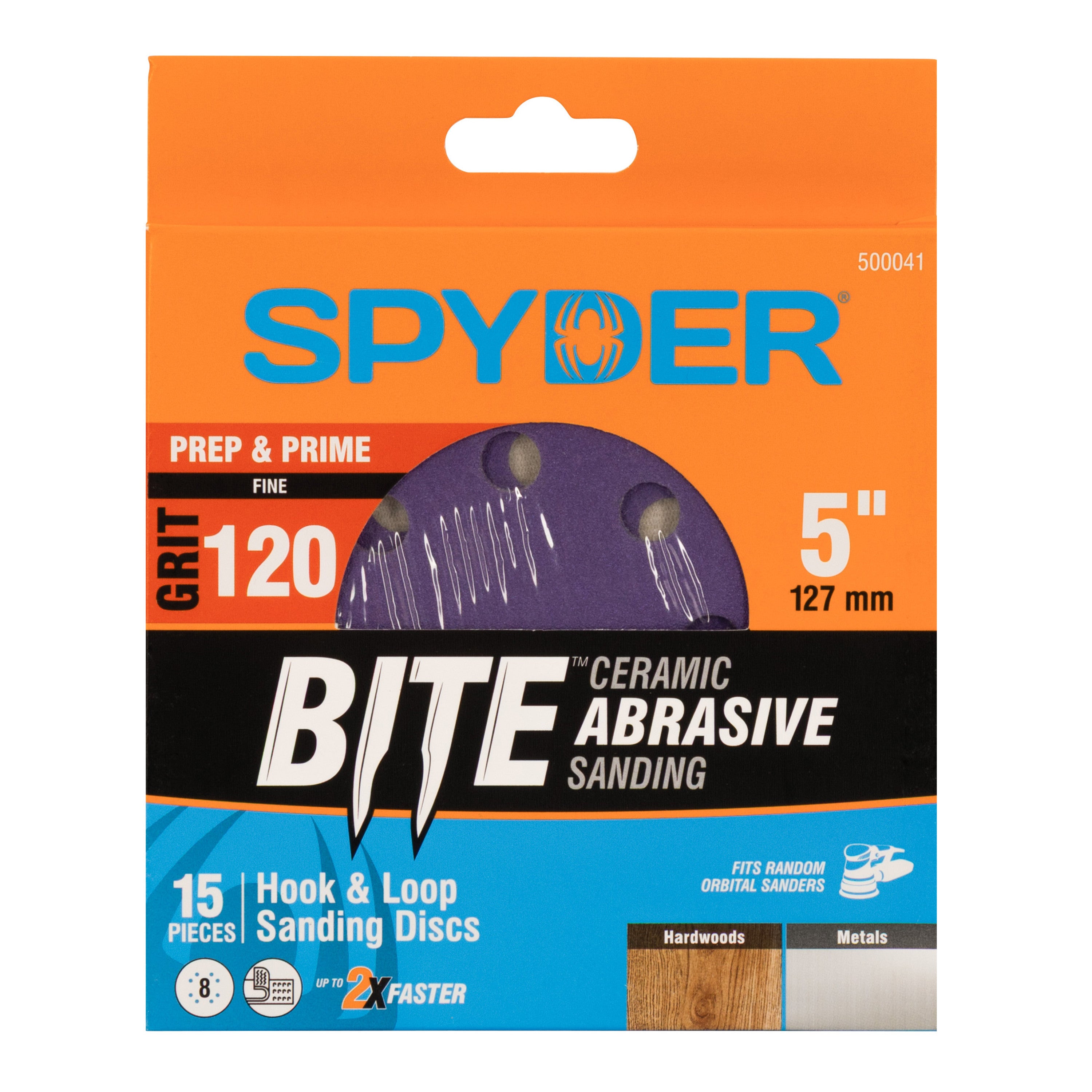 5" x 8-Hole 120 Grit Ceramic with Stearate Sanding Discs (15-Pack) Bite