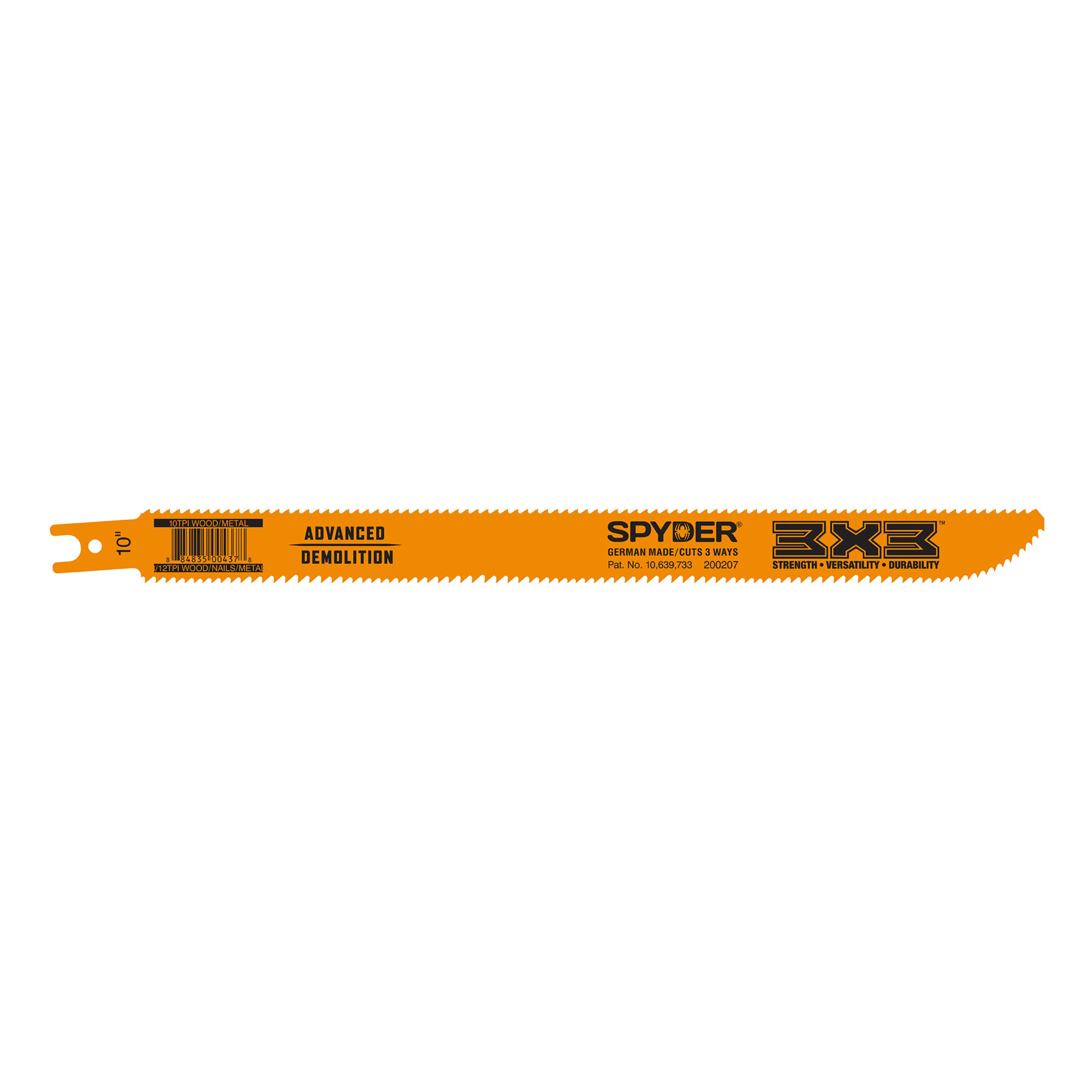10" Advanced Demo Wood/Metal Cutting 8-12 & 10 TPI Double-Edged Bi-Metal Reciprocating Saw Blade 3X3™