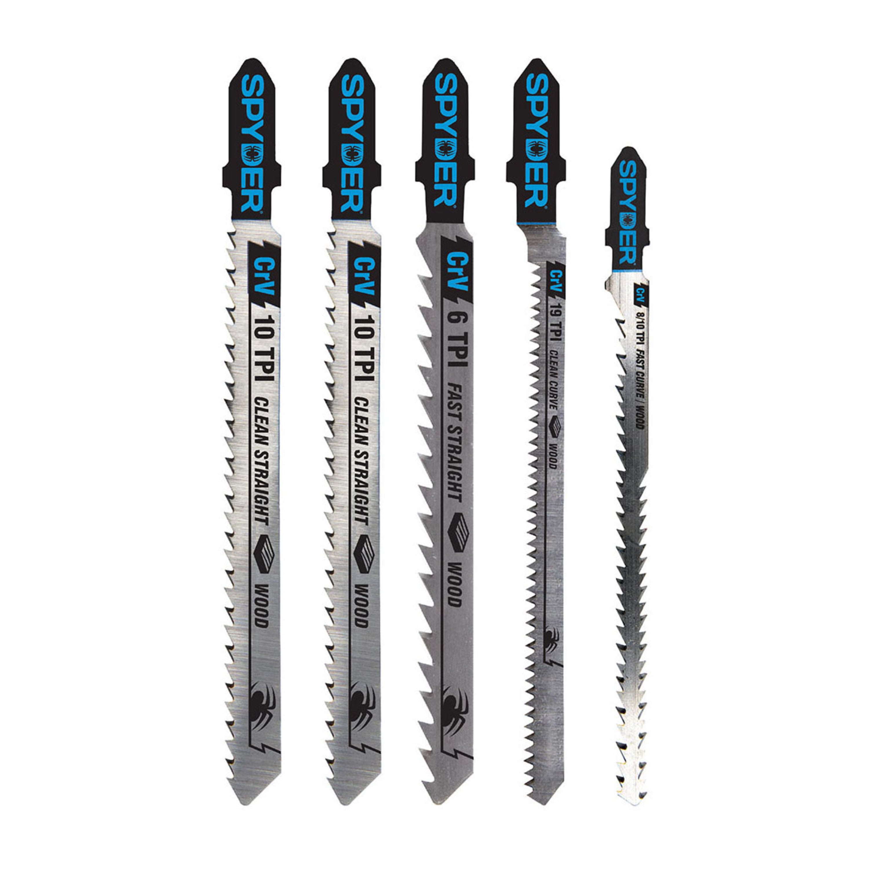 5-Piece Double And Single Sided T-Shank High-Carbon Steel Jig Saw Blade Set Skeleton™