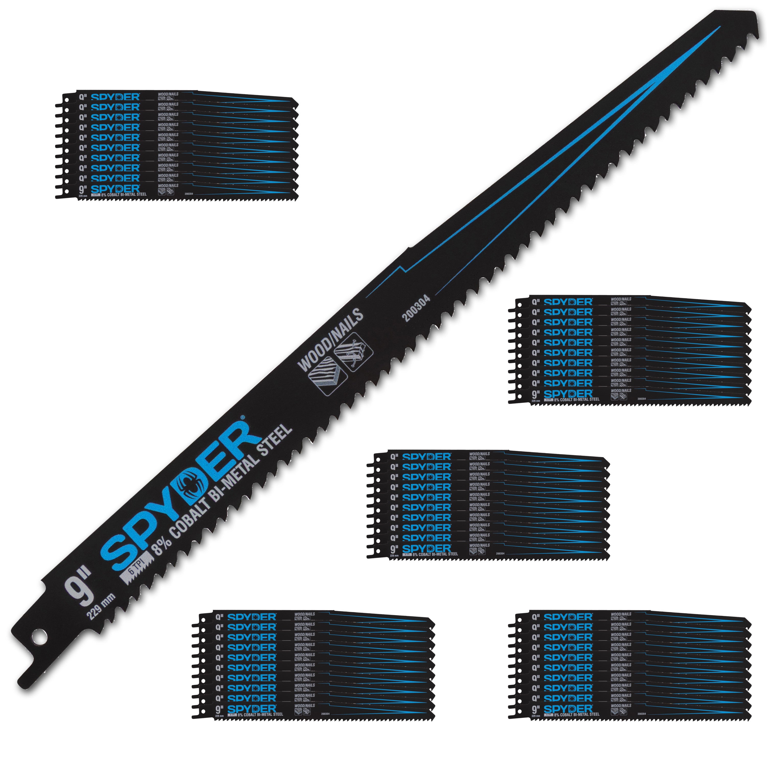 9" 6 TPI Bi-Metal Metal-Wood Cutting Reciprocating Saw Blades (50-Pack) Black Series™