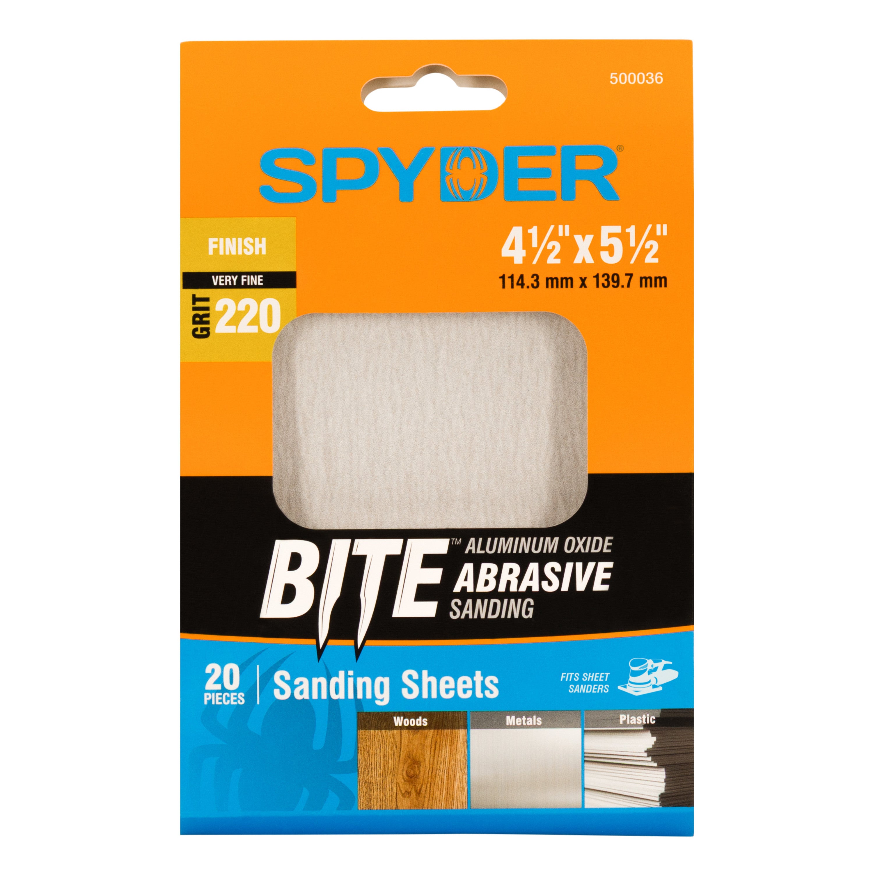 4.5" x 5.5" 220 Grit Aluminum Oxide Sanding Sheets (20-Pack)