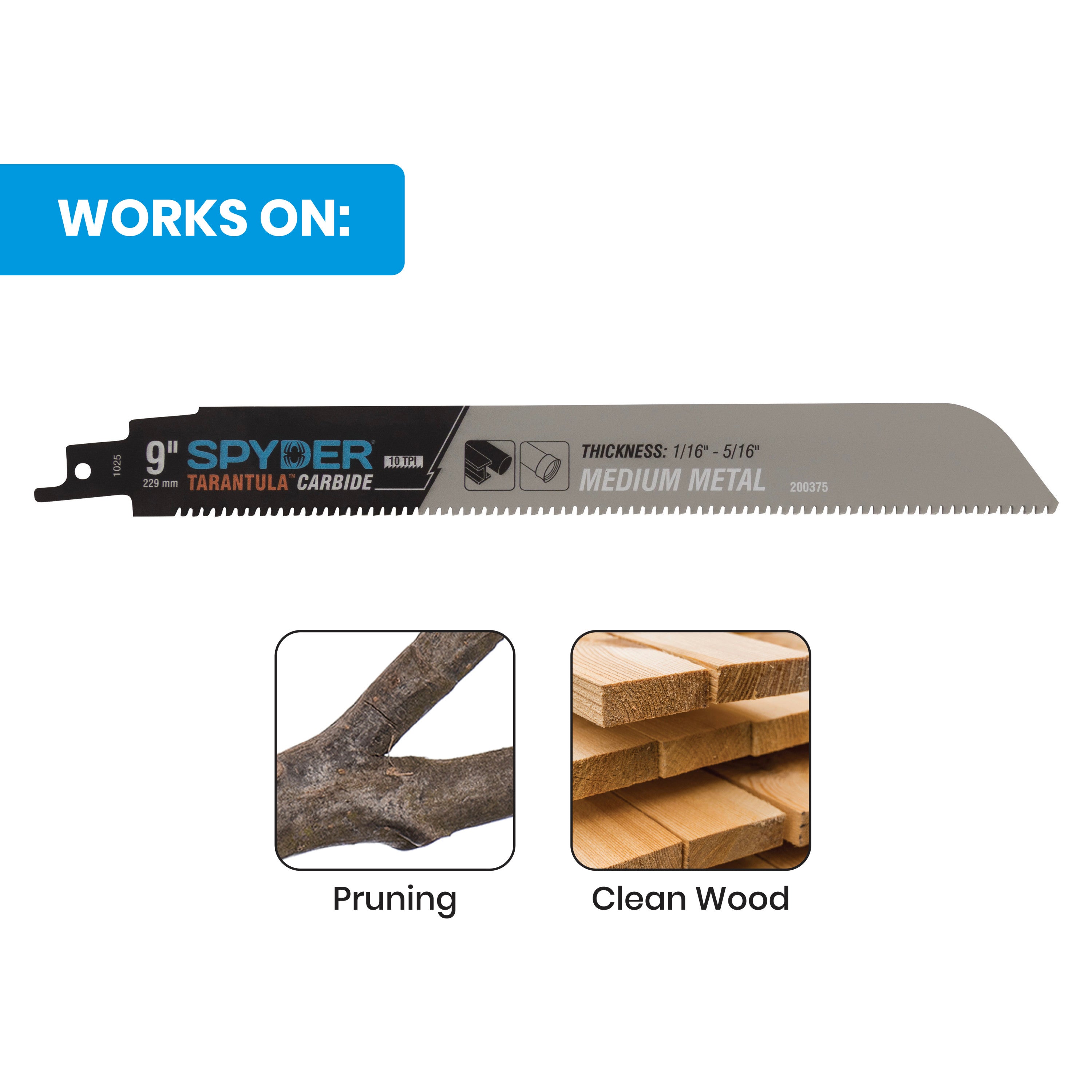 9" 3 TPI Carbide Toothed Pruning Reciprocating Saw Blade Tarantula®